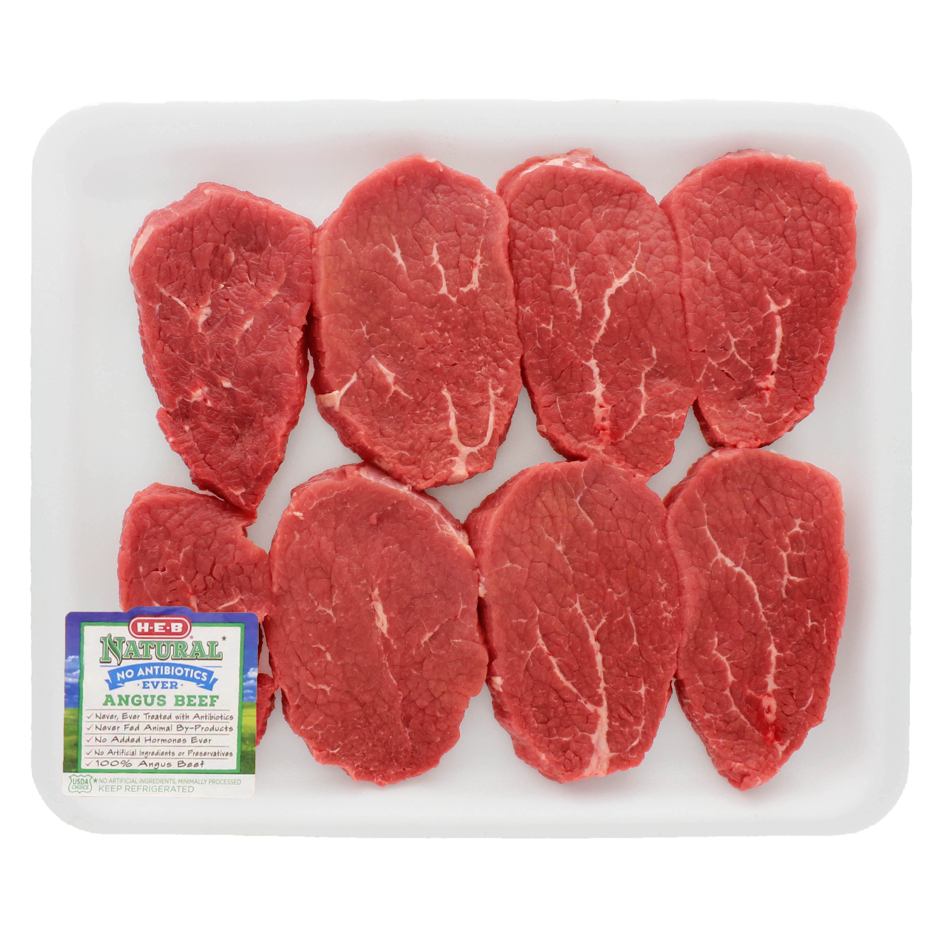 H-E-B Natural Beef Eye Of Round Steak Value Pack, USDA Choice - Shop ...