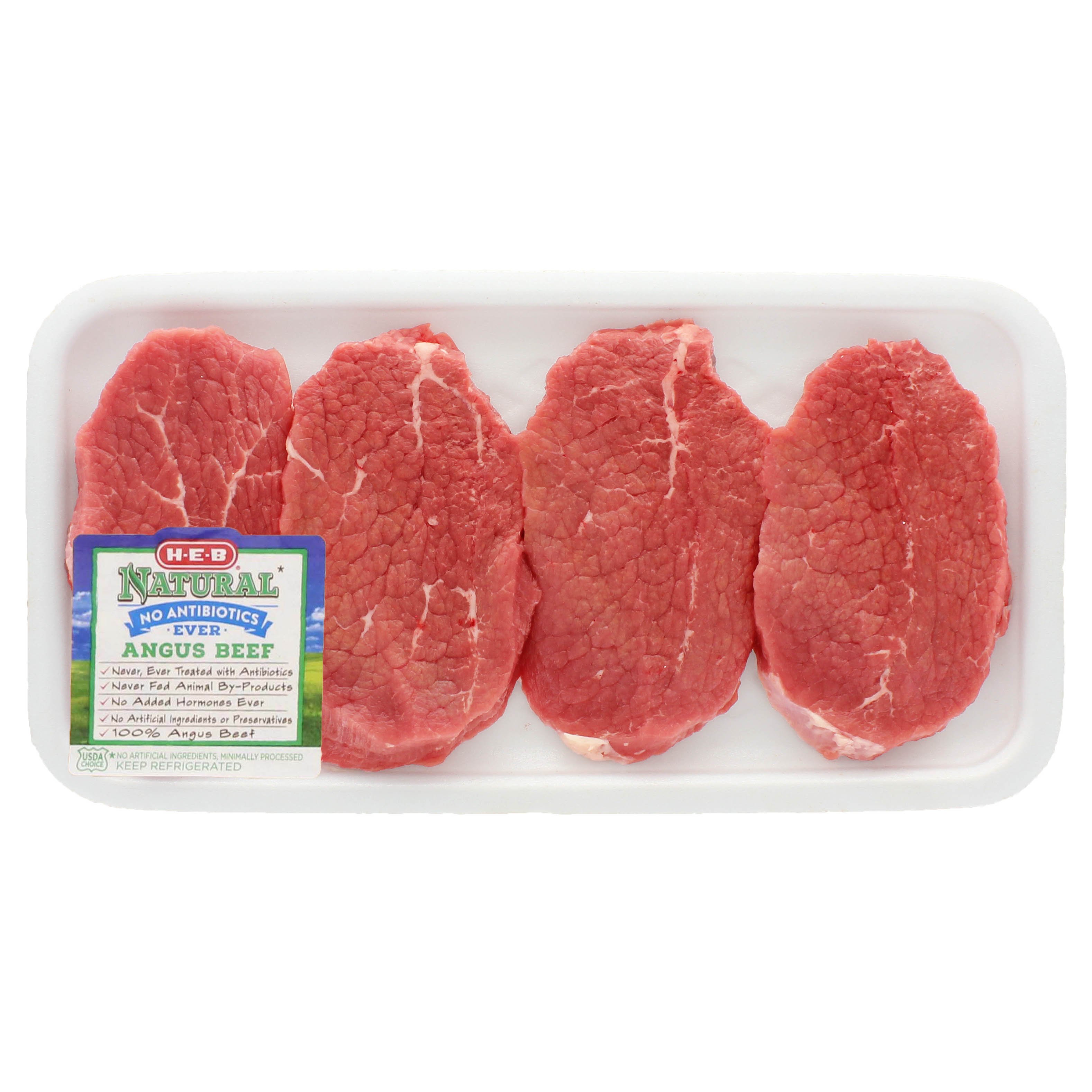 H-E-B Natural Beef Eye Of Round Steak Boneless, USDA Choice - Shop Beef ...