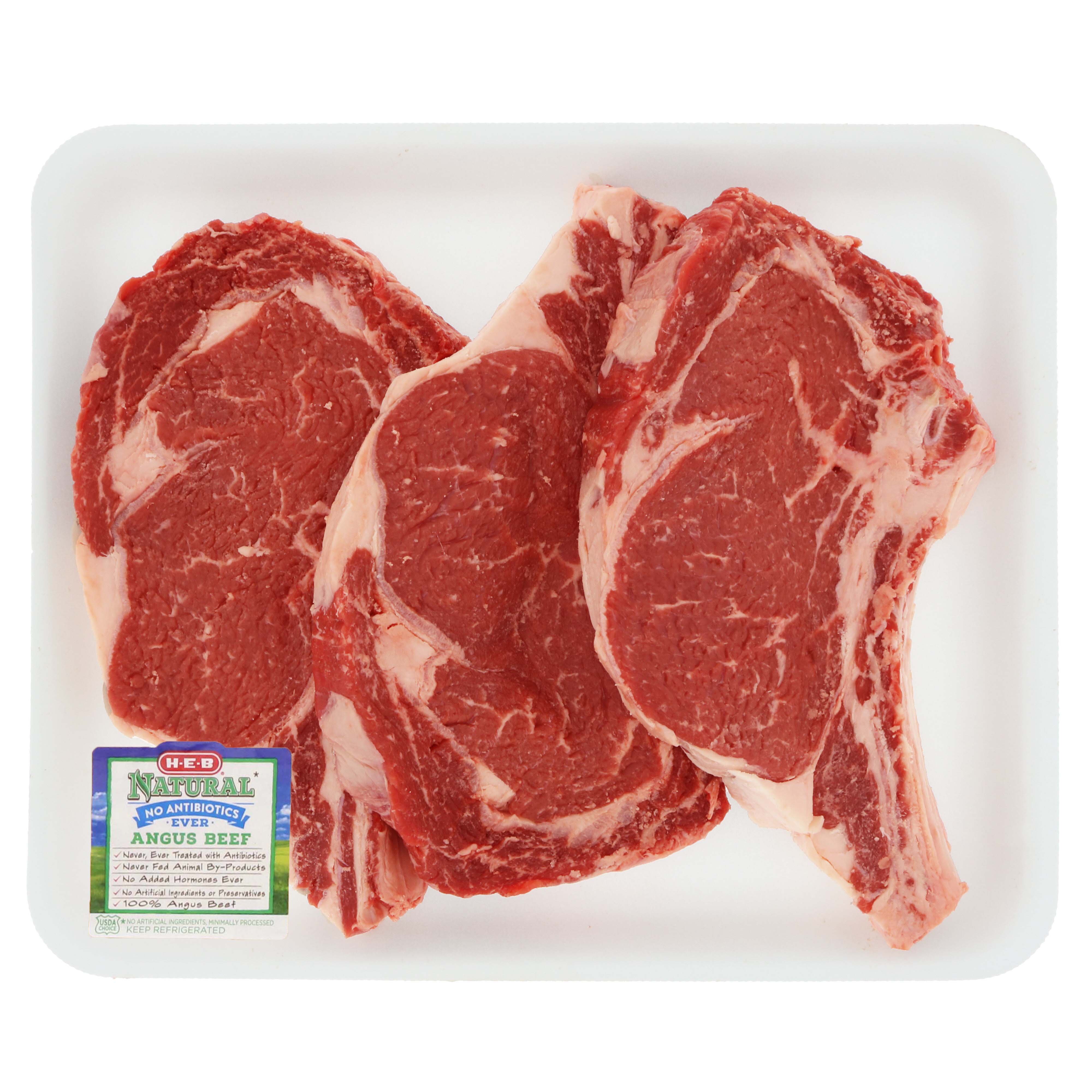 H-E-B Natural Beef Ribeye Steak Bone-In Value Pack, USDA Choice - Shop ...