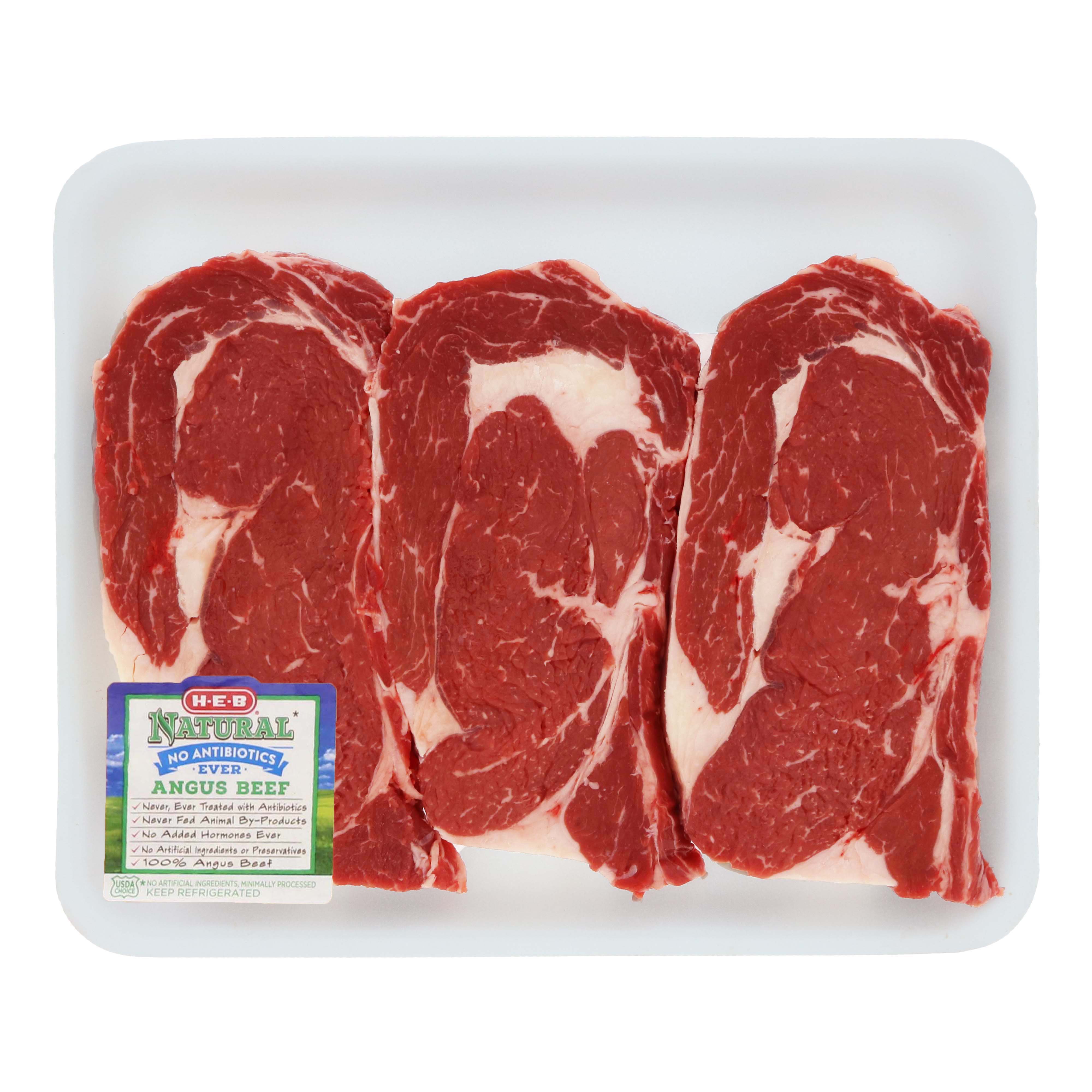 HEB Natural Beef Ribeye Steak Boneless Thin Value Pack, USDA Choice, 34 steaks Shop Beef at