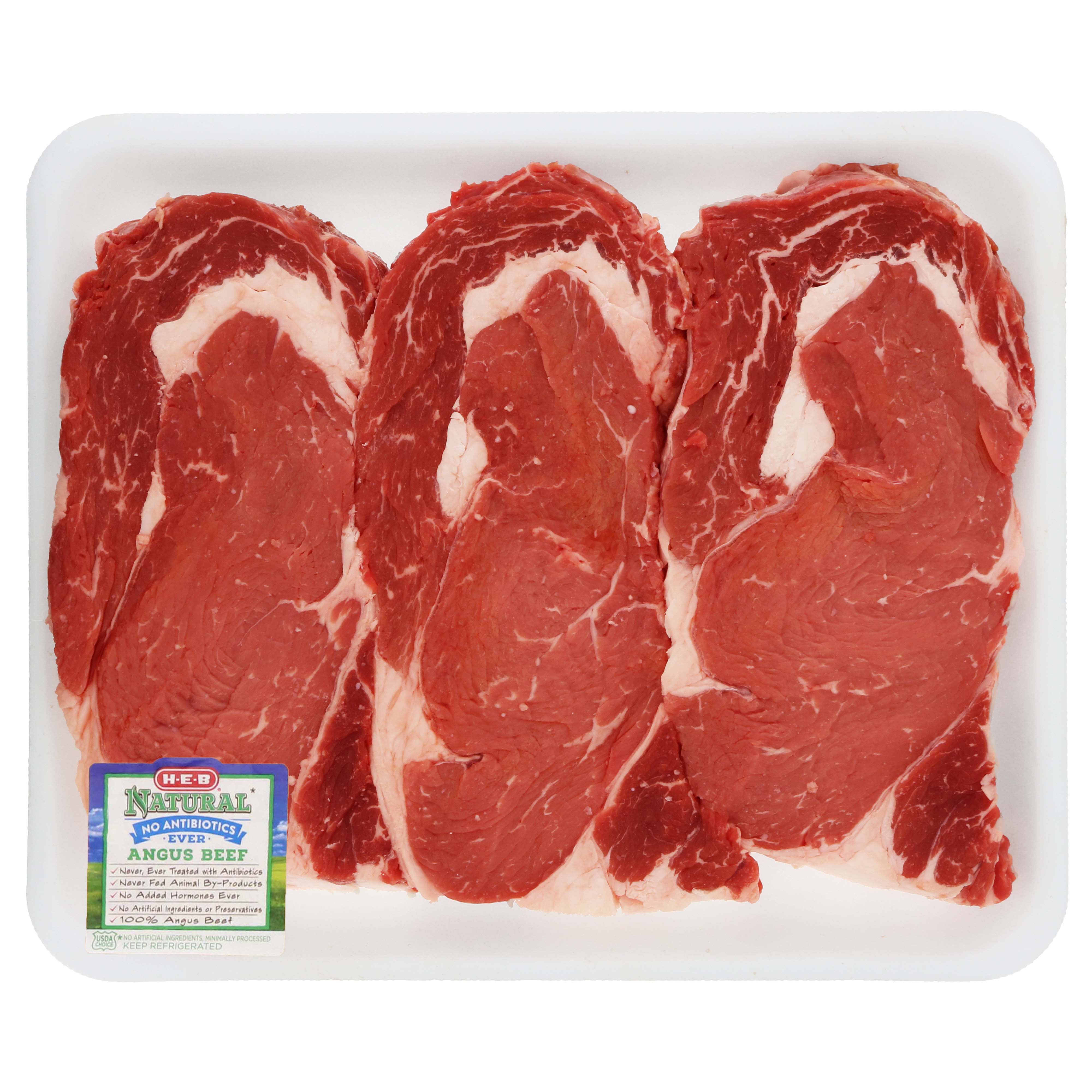HEB Natural Beef Ribeye Steak Boneless Value Pack, USDA Choice Shop Beef at HEB