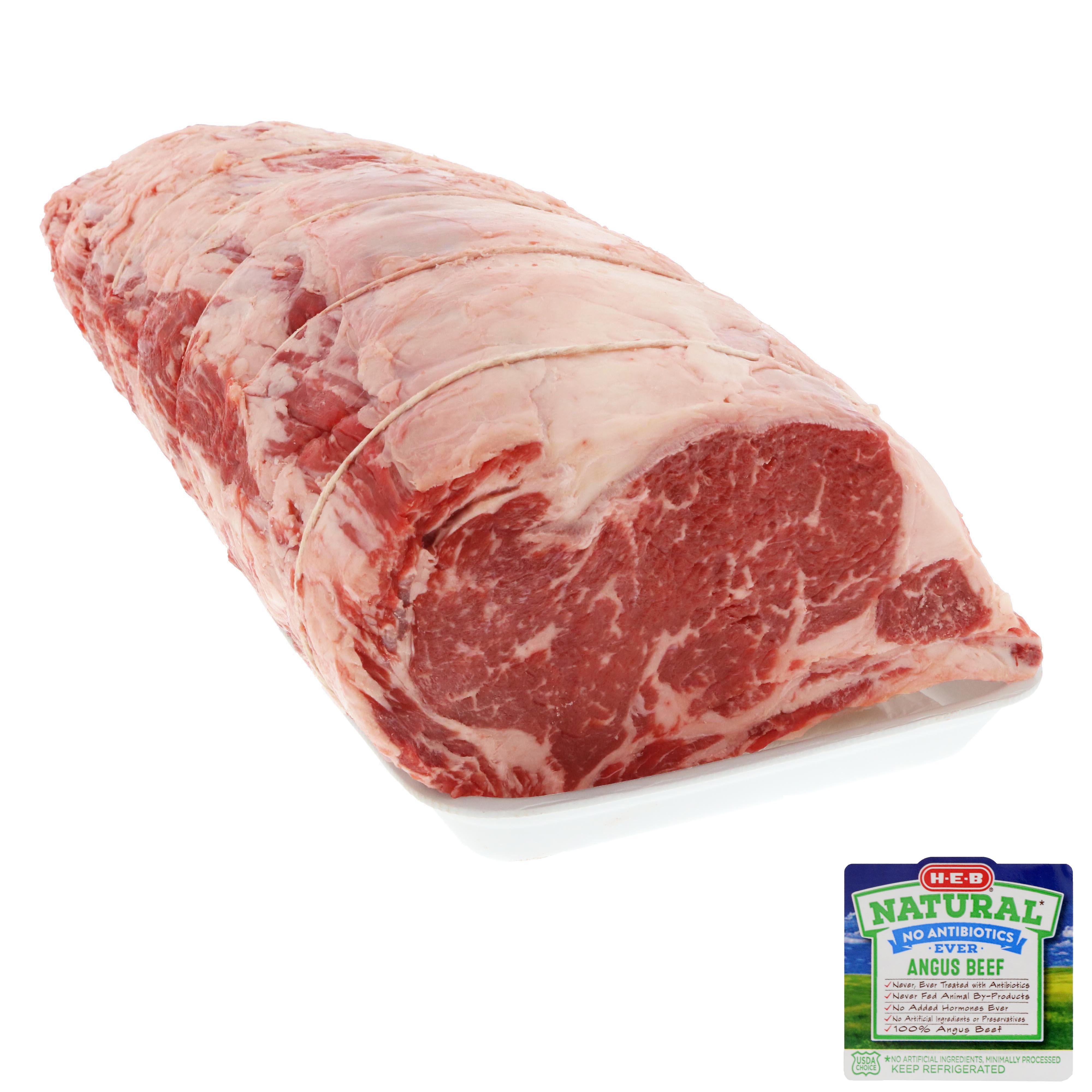 HEB Natural Beef BoneIn Ribeye Roast Whole, 7 Ribs, USDA Choice