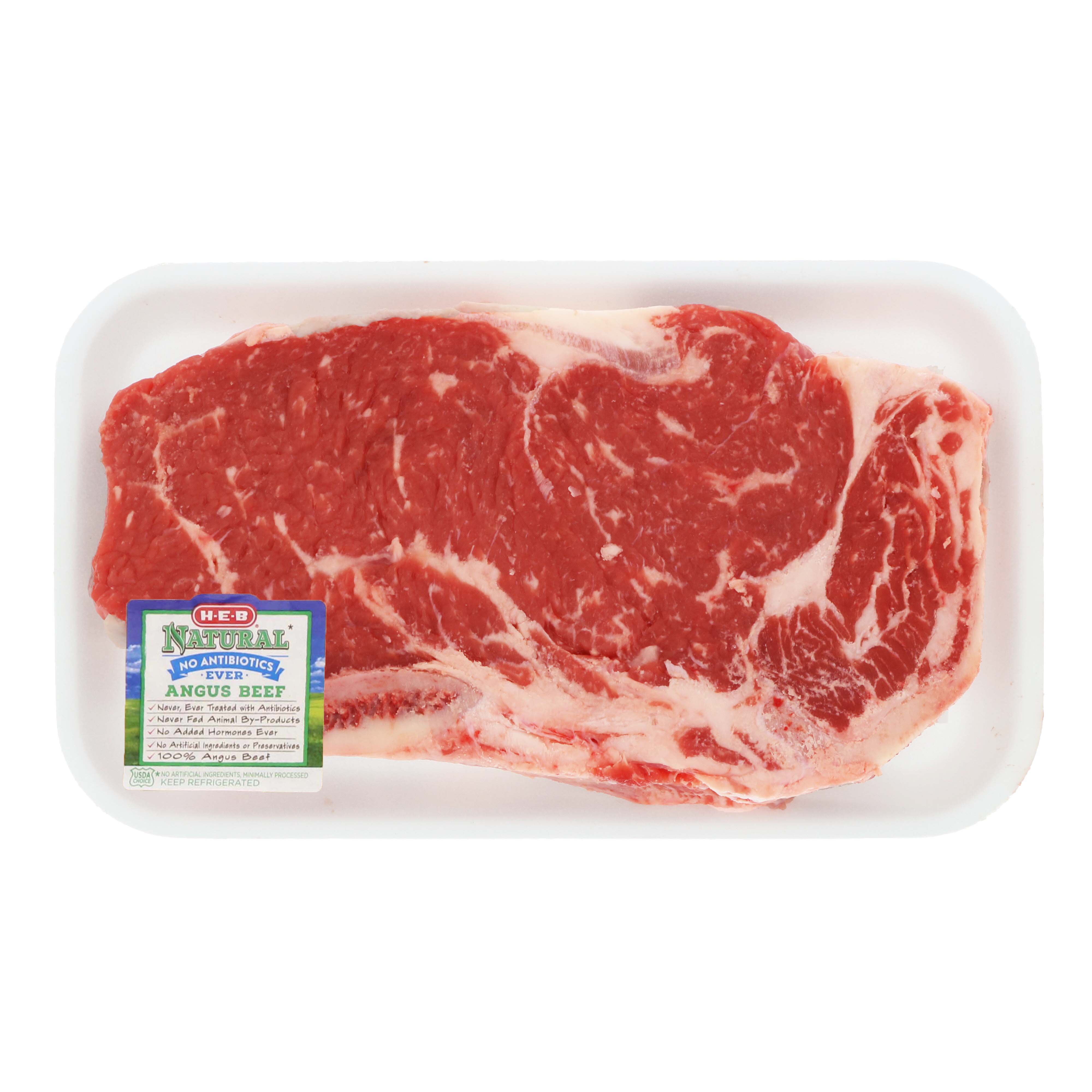 H-E-B Natural Beef New York Strip Steak Bone-In, USDA Choice - Shop ...