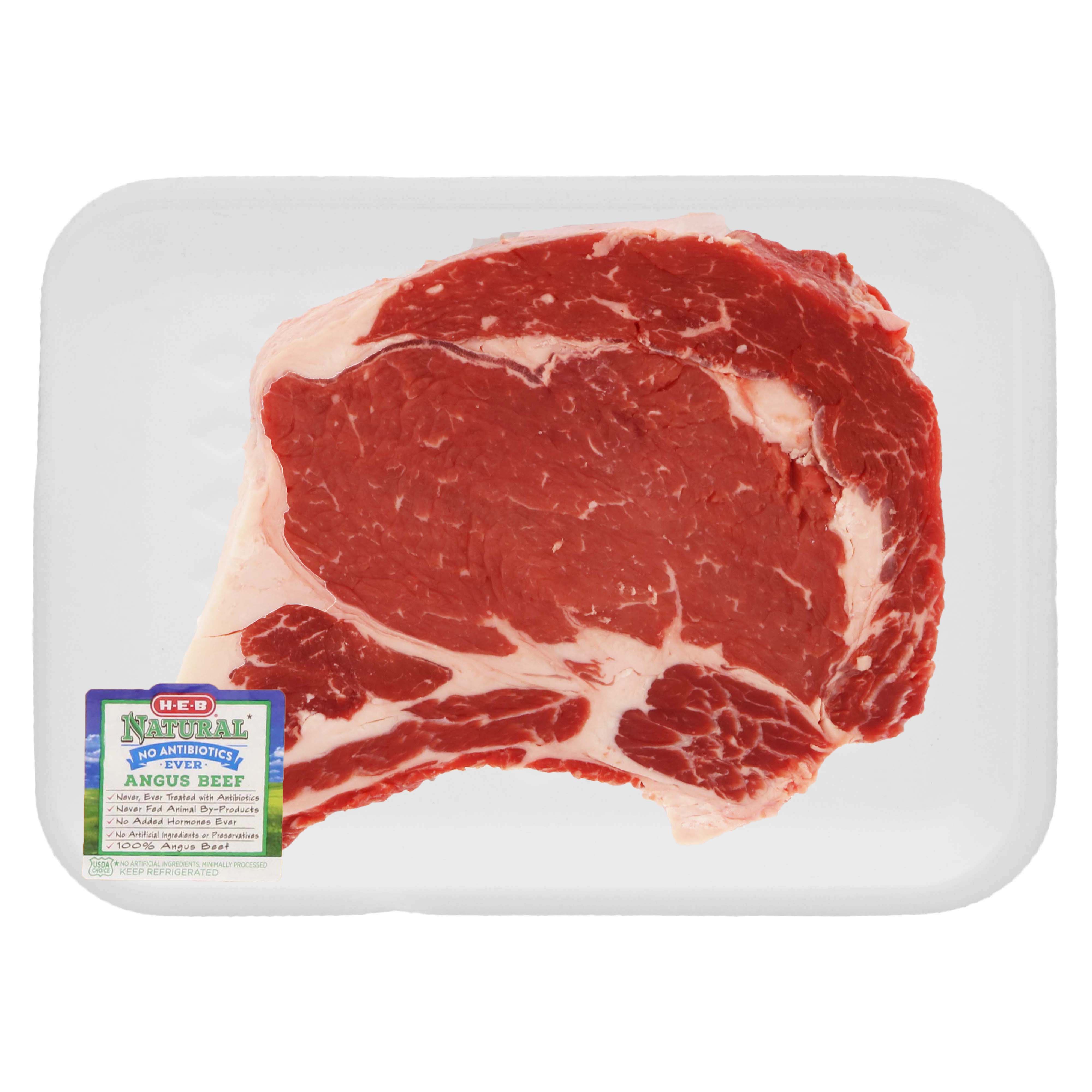 H-E-B Natural Beef Ribeye Steak Bone-In Thick, USDA Choice - Shop Meat ...