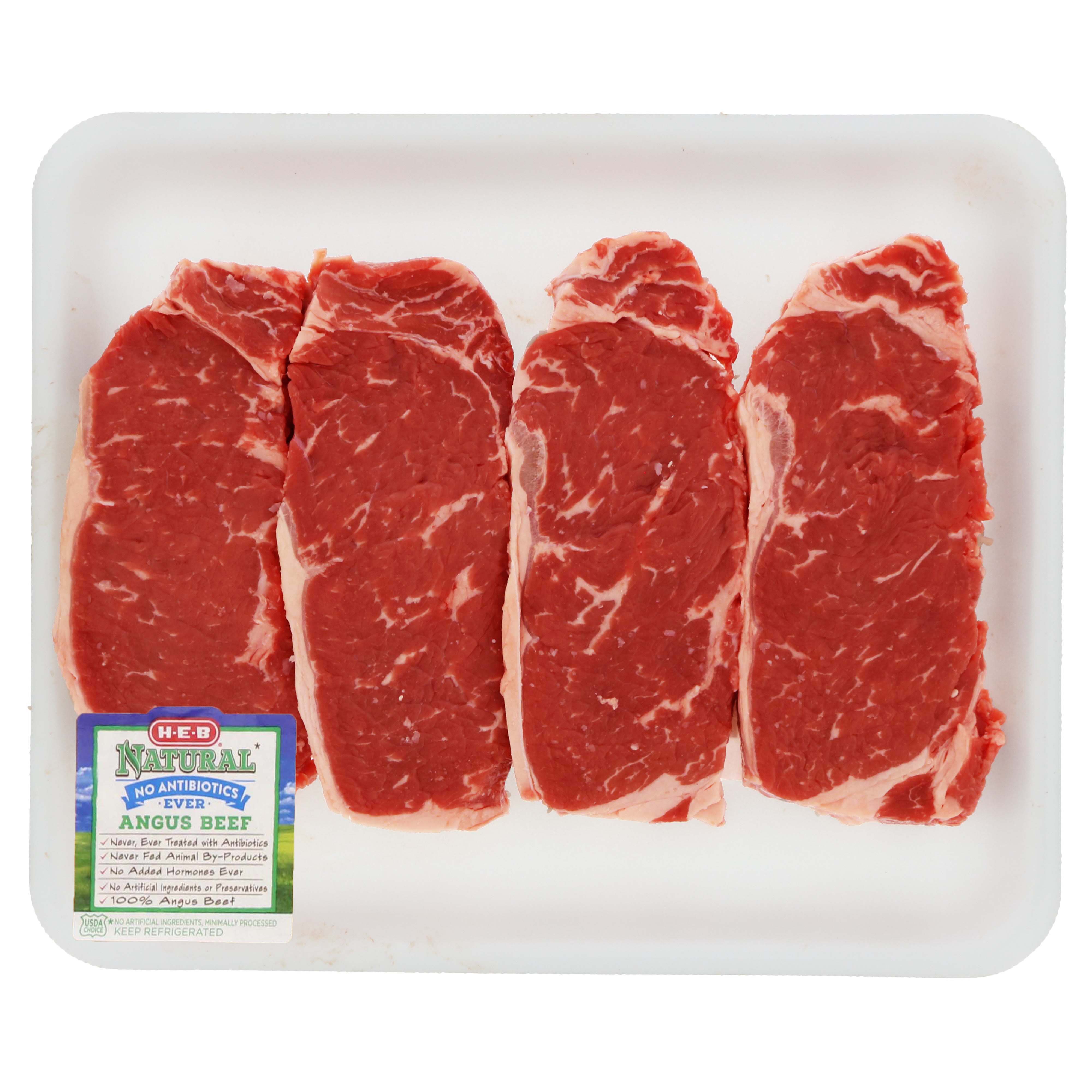 H E B Natural Beef New York Strip Steak Boneless Value Pack Usda Choice 3 4 Steaks Shop Beef 