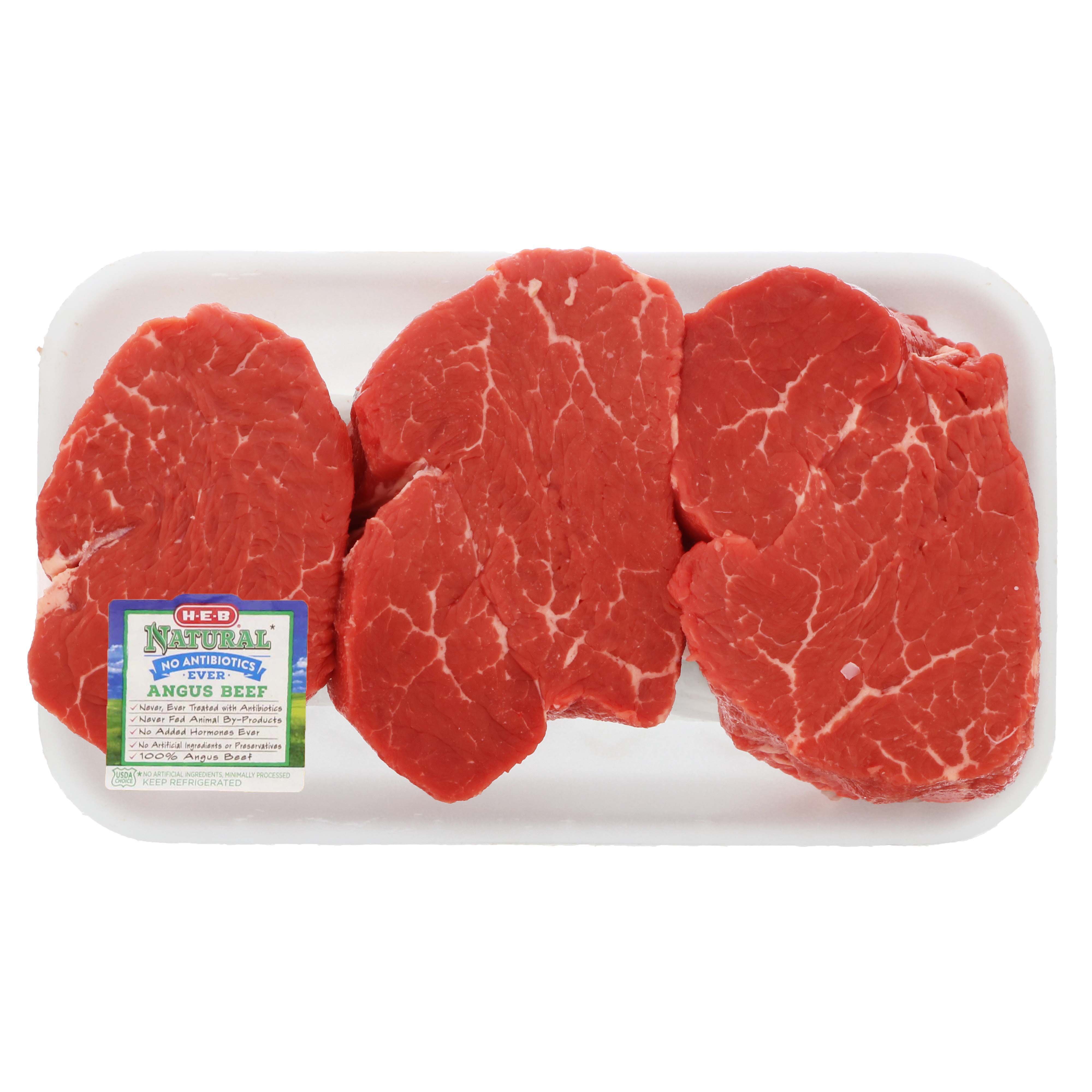 HEB Natural Beef Tenderloin Steak Special Trim Boneless Thick, USDA