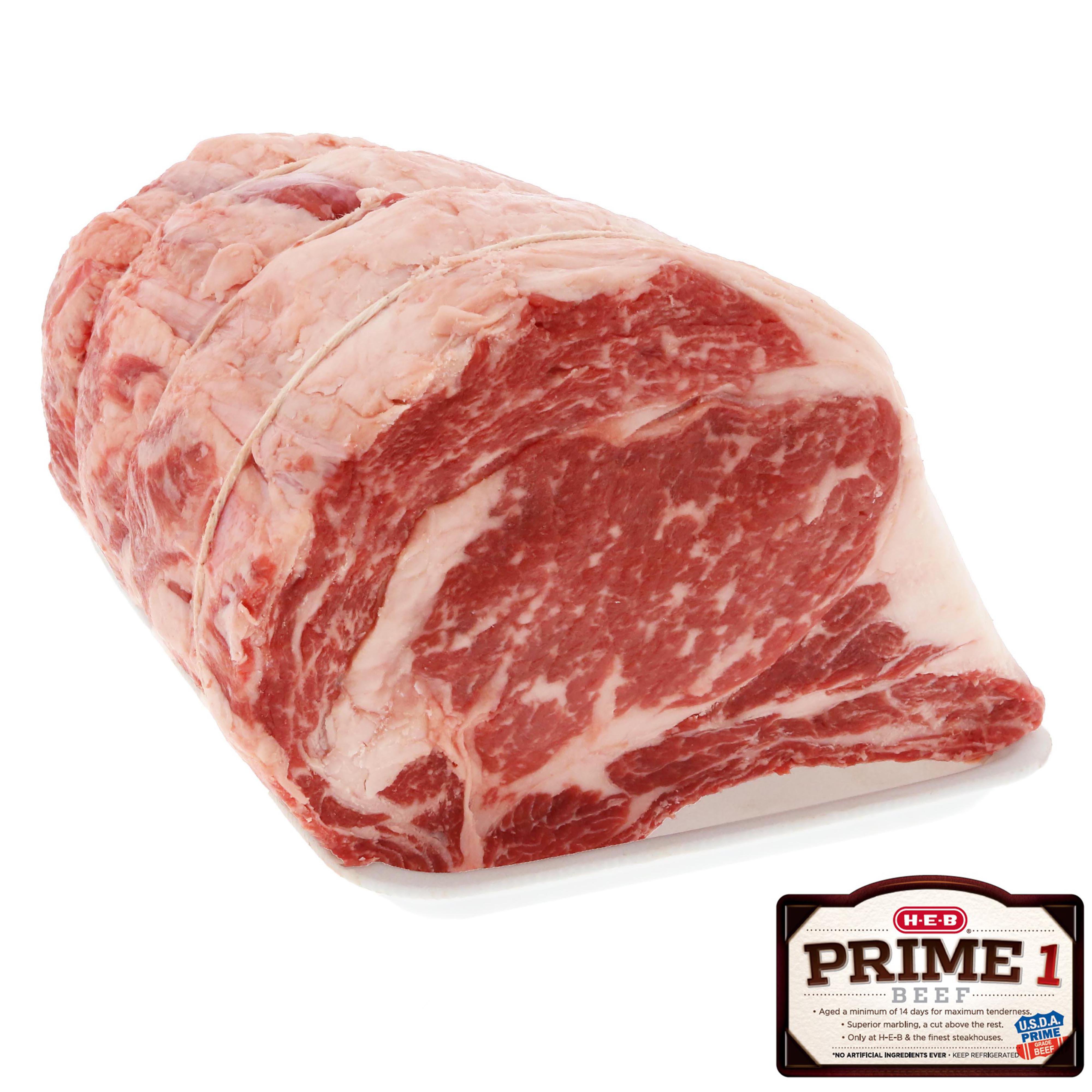 H-E-B Prime 1 Beef Ribeye Roast Large End, 3 Rib Bone-In, USDA Prime ...