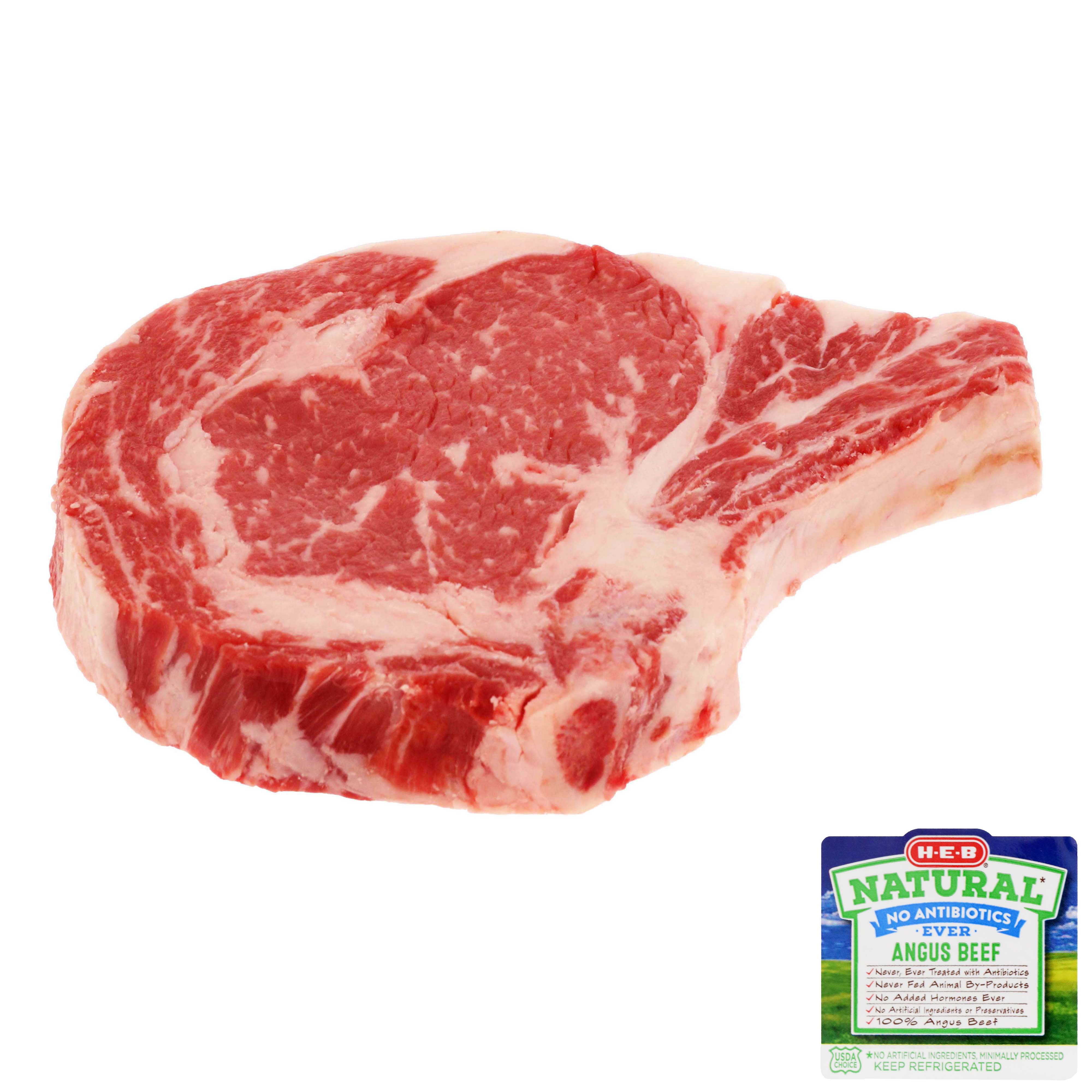 HEB Natural Beef Ribeye Steak BoneIn, USDA Choice Shop Beef at HEB