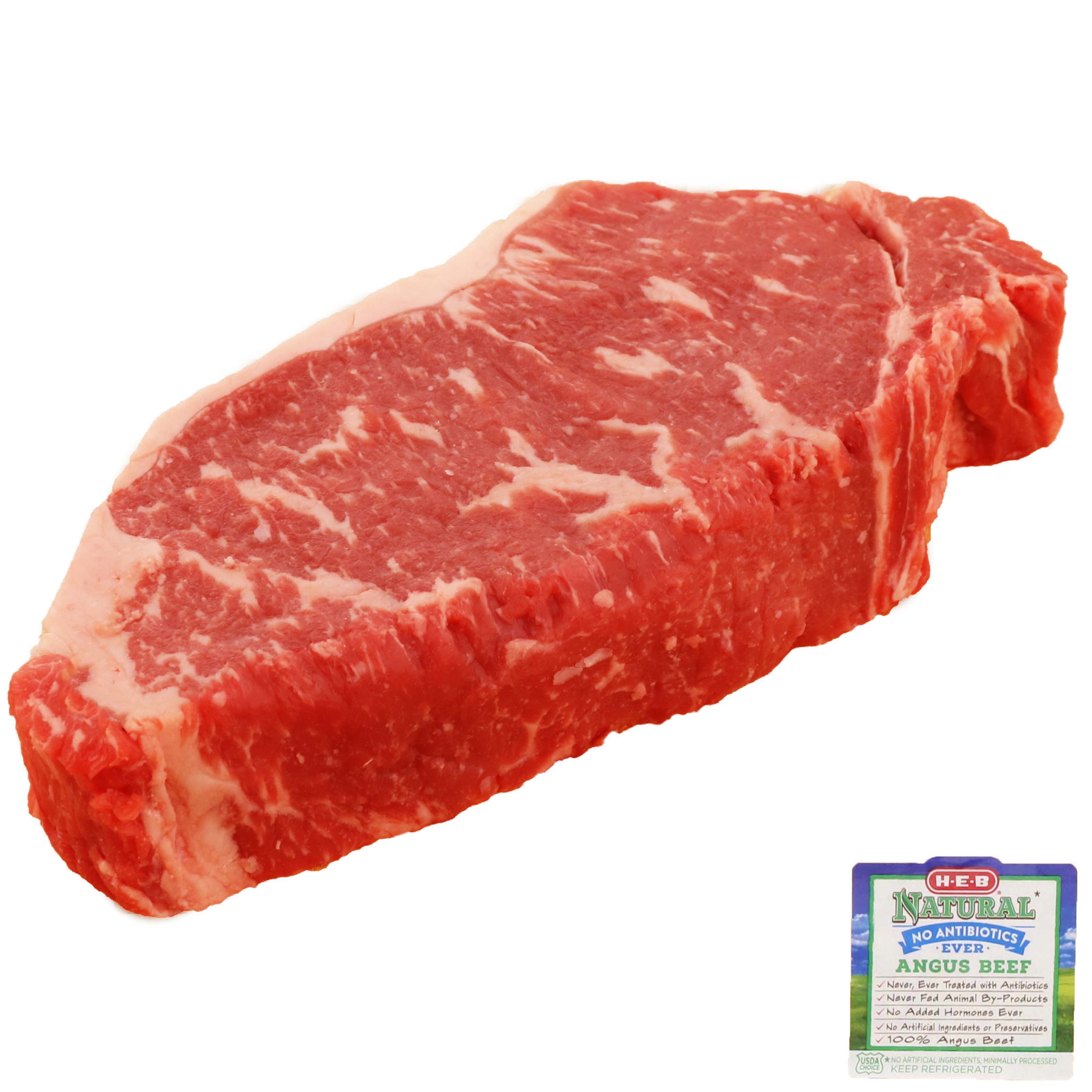 H E B Natural Boneless Beef New York Strip Steak Thick Cut Usda Choice Shop Beef At H E B 