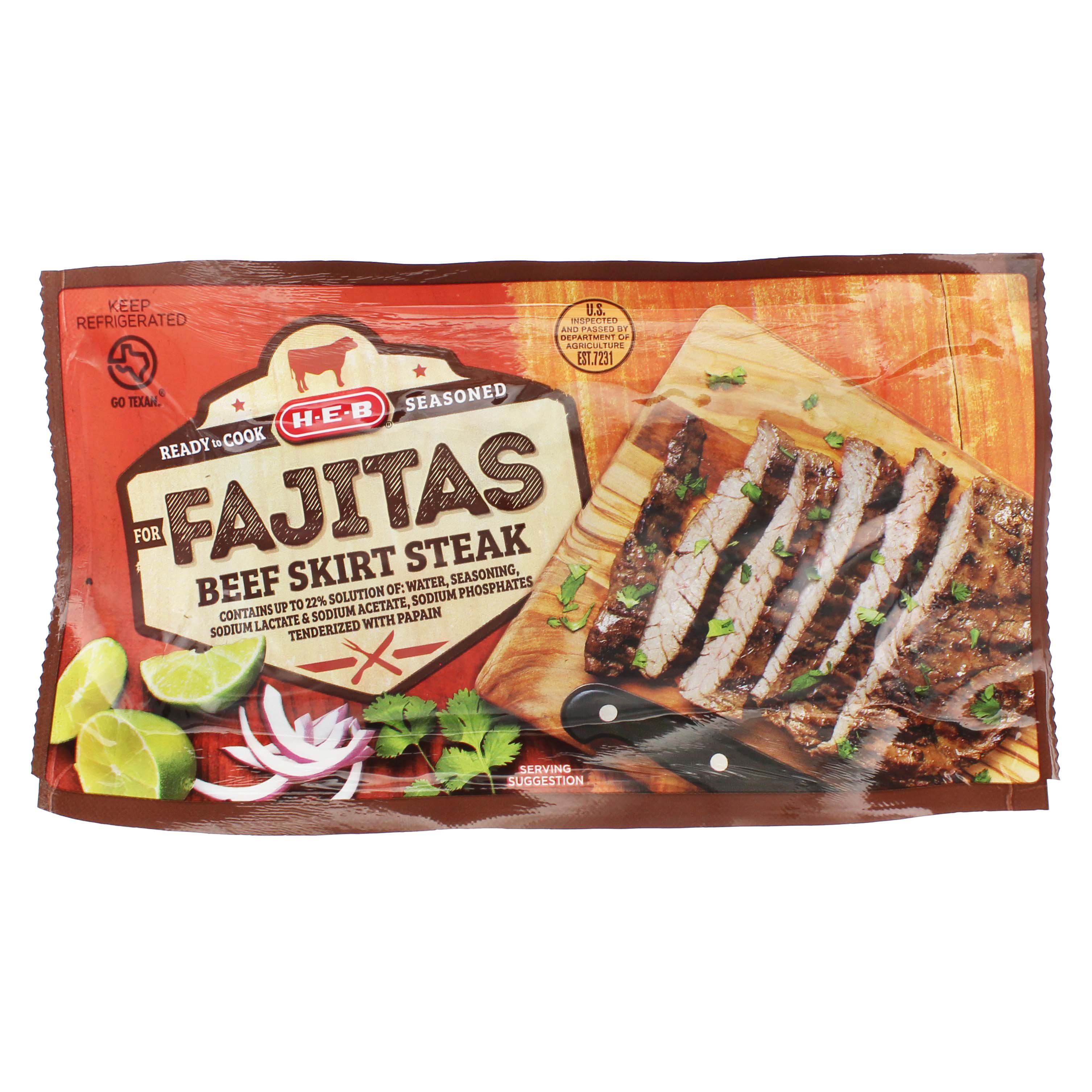 H-E-B Seasoned Beef Skirt Steak for Fajitas - Shop Beef at H-E-B