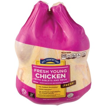 Hill Country Fare Fresh Young Chicken with Giblets and Neck, Avg. 5.55 lbs