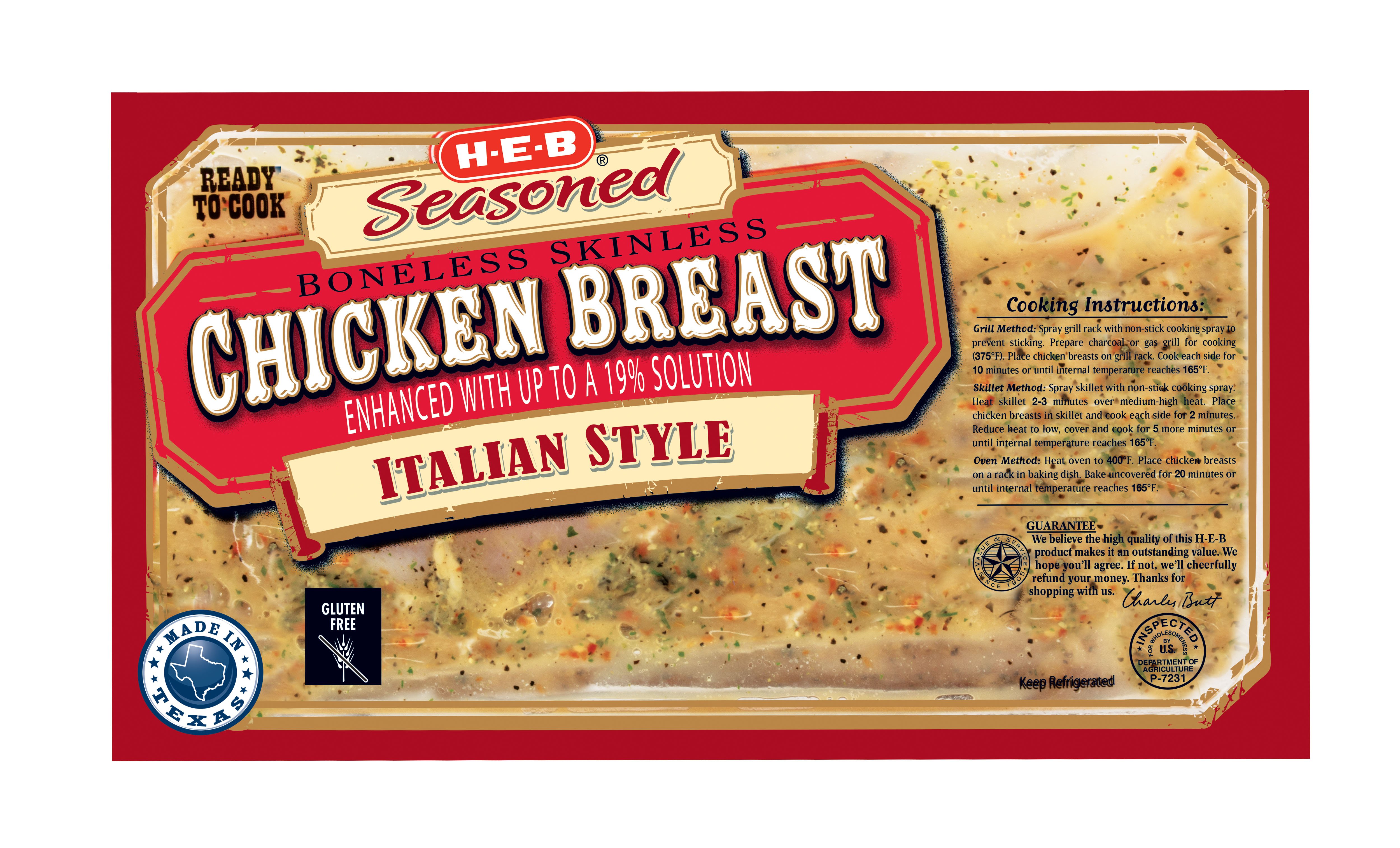 HEB Seasoned Boneless Skinless Italian Style Chicken Breasts Shop