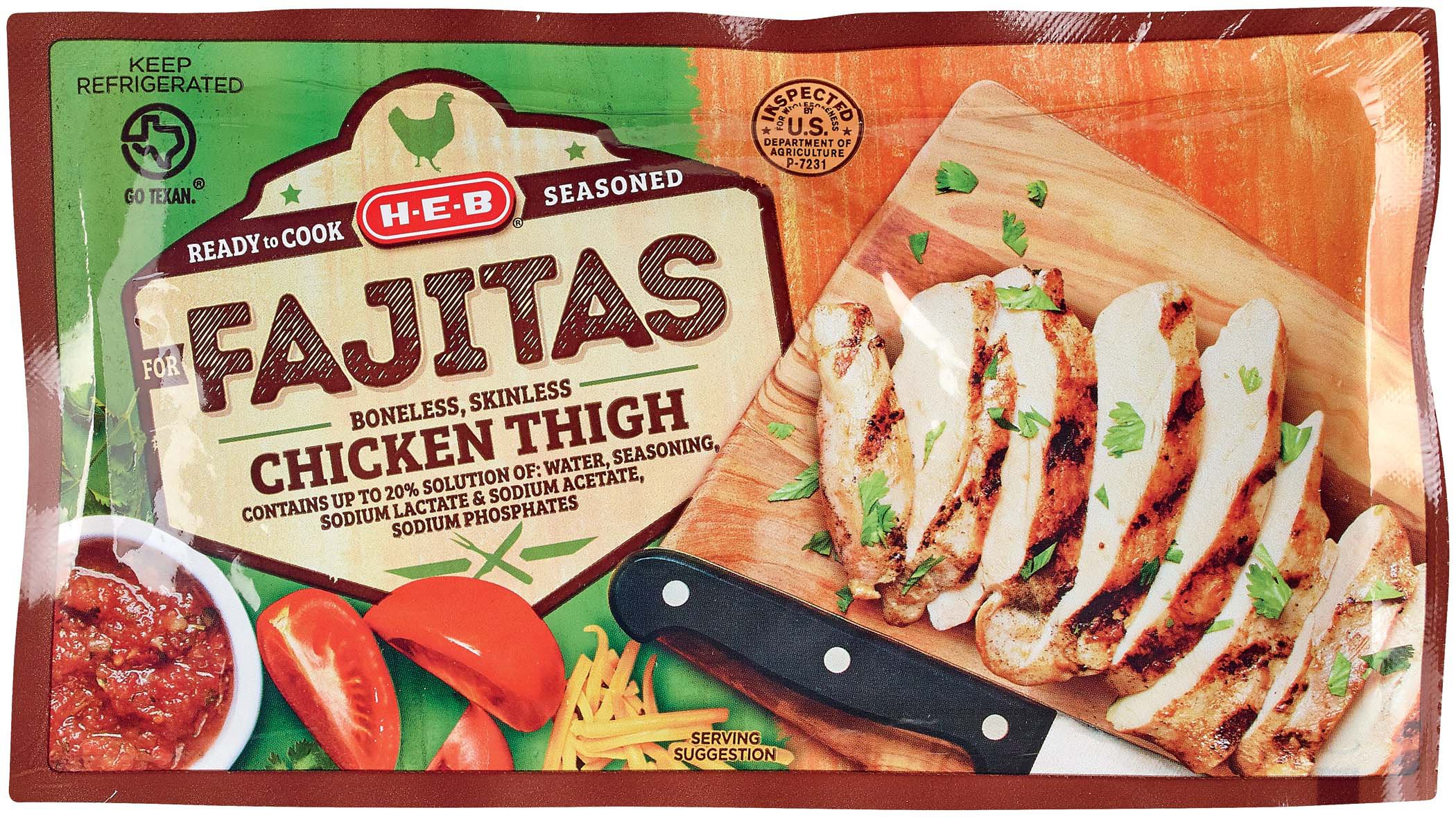 H-E-B Seasoned Boneless Skinless Chicken Thighs For Fajitas - Shop ...