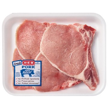 H-E-B Bone-in Center Loin Pork Chops, Thin Cut, Avg. 1.22 lbs