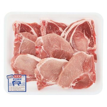 H-E-B Assorted Bone-in Pork Chops, Thin Cut - Value Pack, Avg. 2.84 lbs