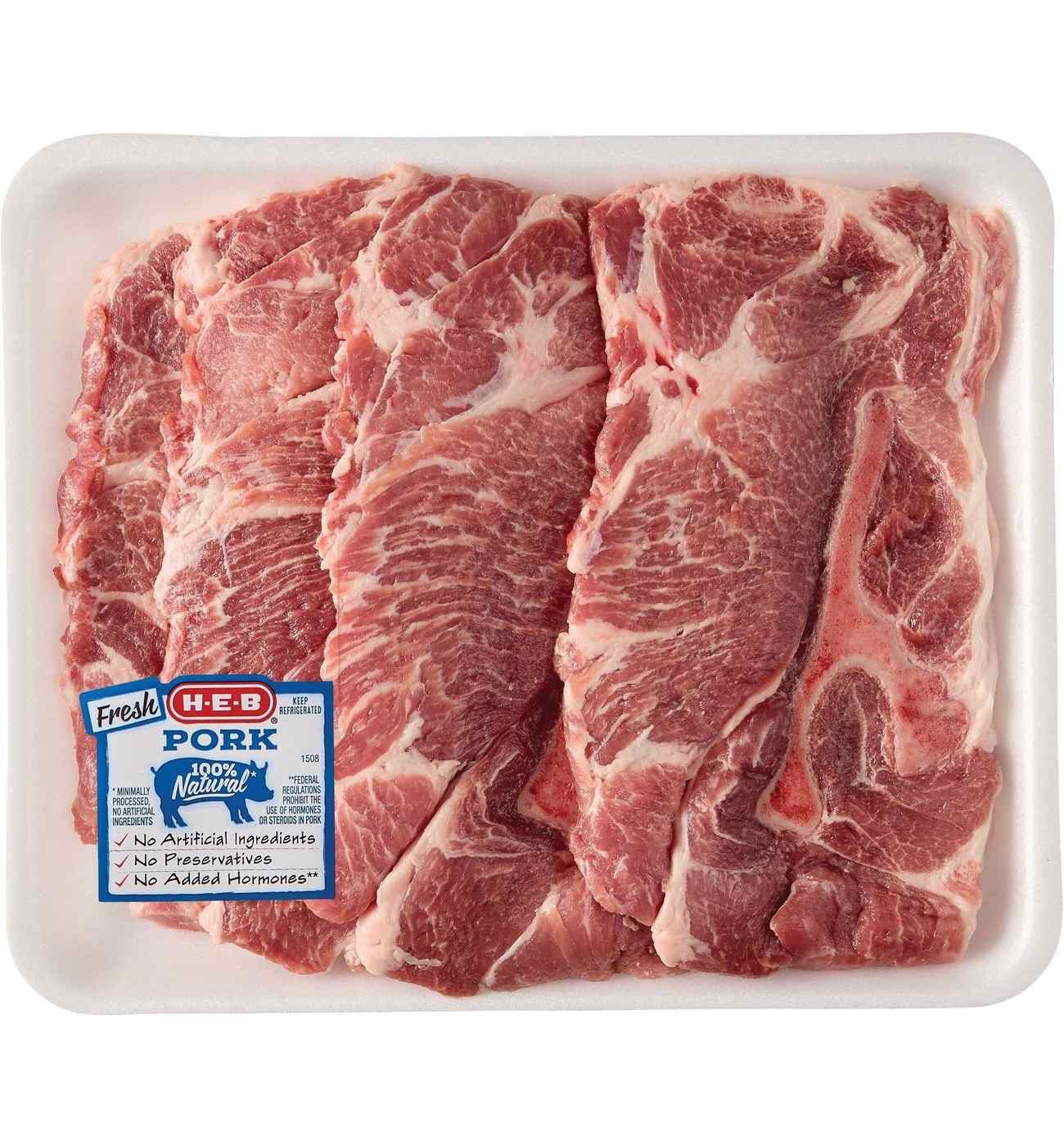 H-E-B Bone-in Boston Butt Pork Steaks - Value Pack; image 1 of 2