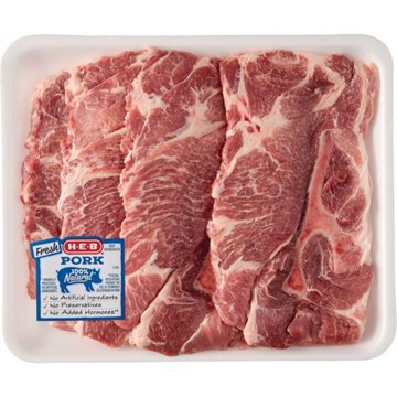 H-E-B Bone-in Boston Butt Pork Steaks - Value Pack
