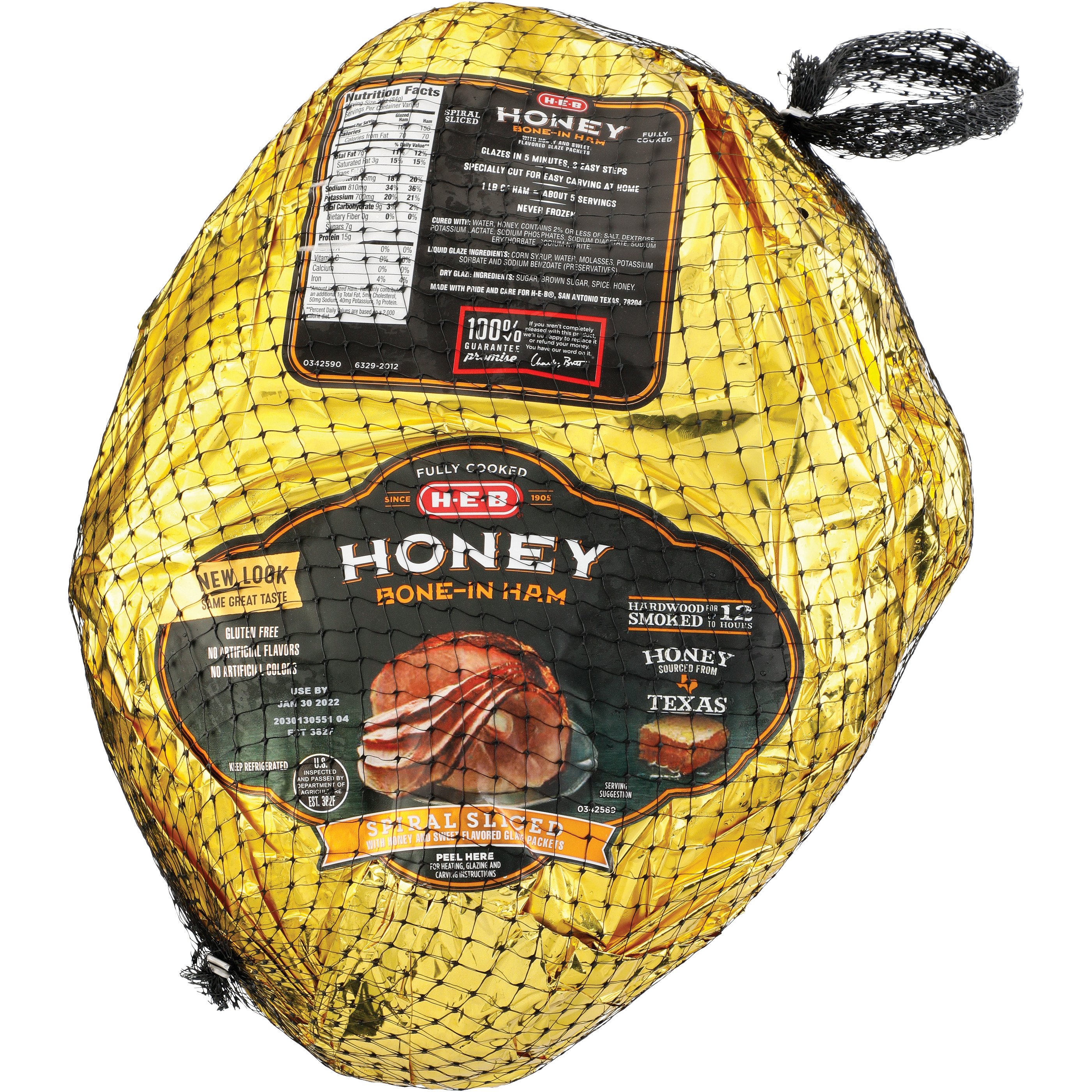 H E B Fully Cooked Boneless Spiral Sliced Black Forest Honey Ham Shop