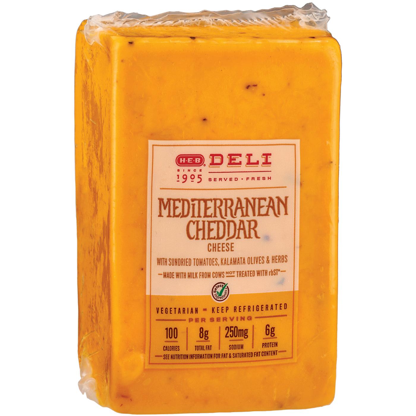 H-E-B Deli Mediterranean Cheddar Cheese, Custom Sliced; image 2 of 3