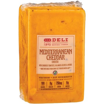 H-E-B Deli Mediterranean Cheddar Cheese, Custom Sliced