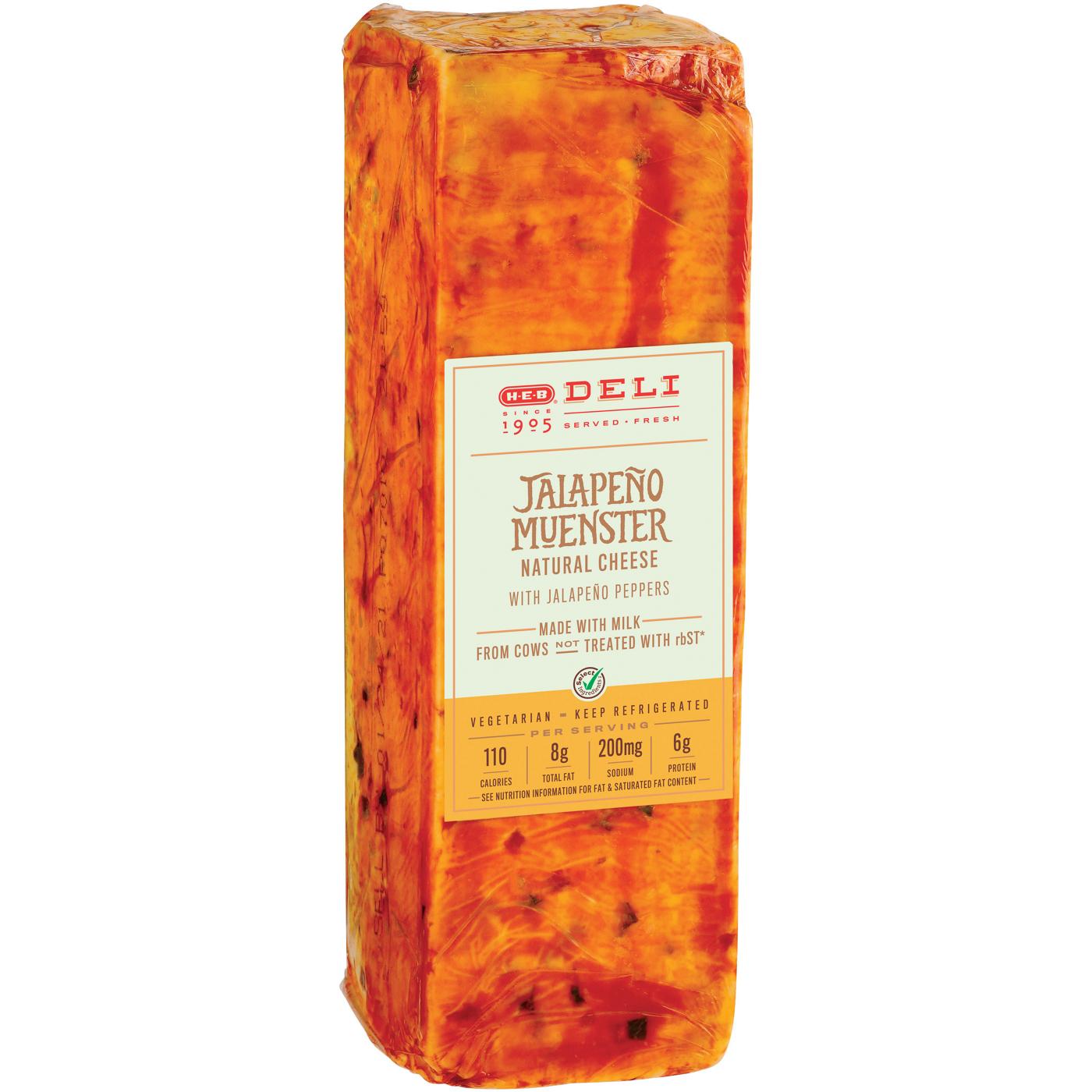 HEB Deli Jalapeño Muenster Natural Cheese, Custom Sliced Shop