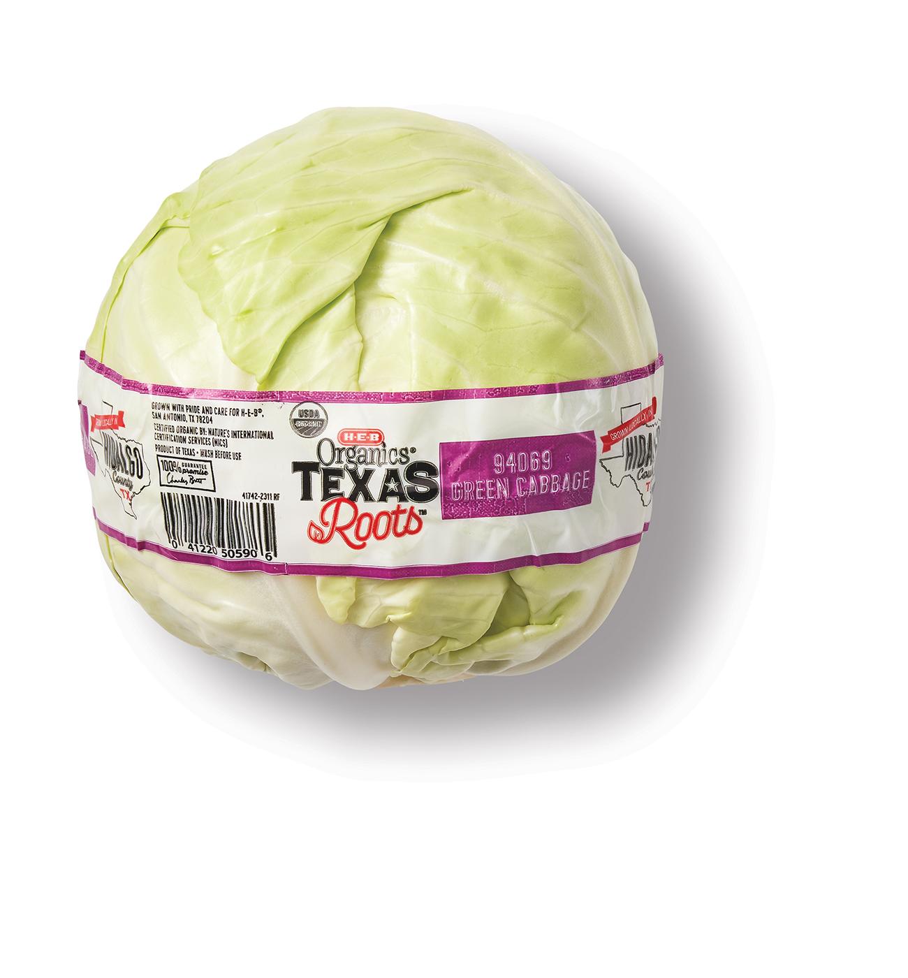 H-E-B Texas Roots Fresh Organic Green Cabbage; image 1 of 2