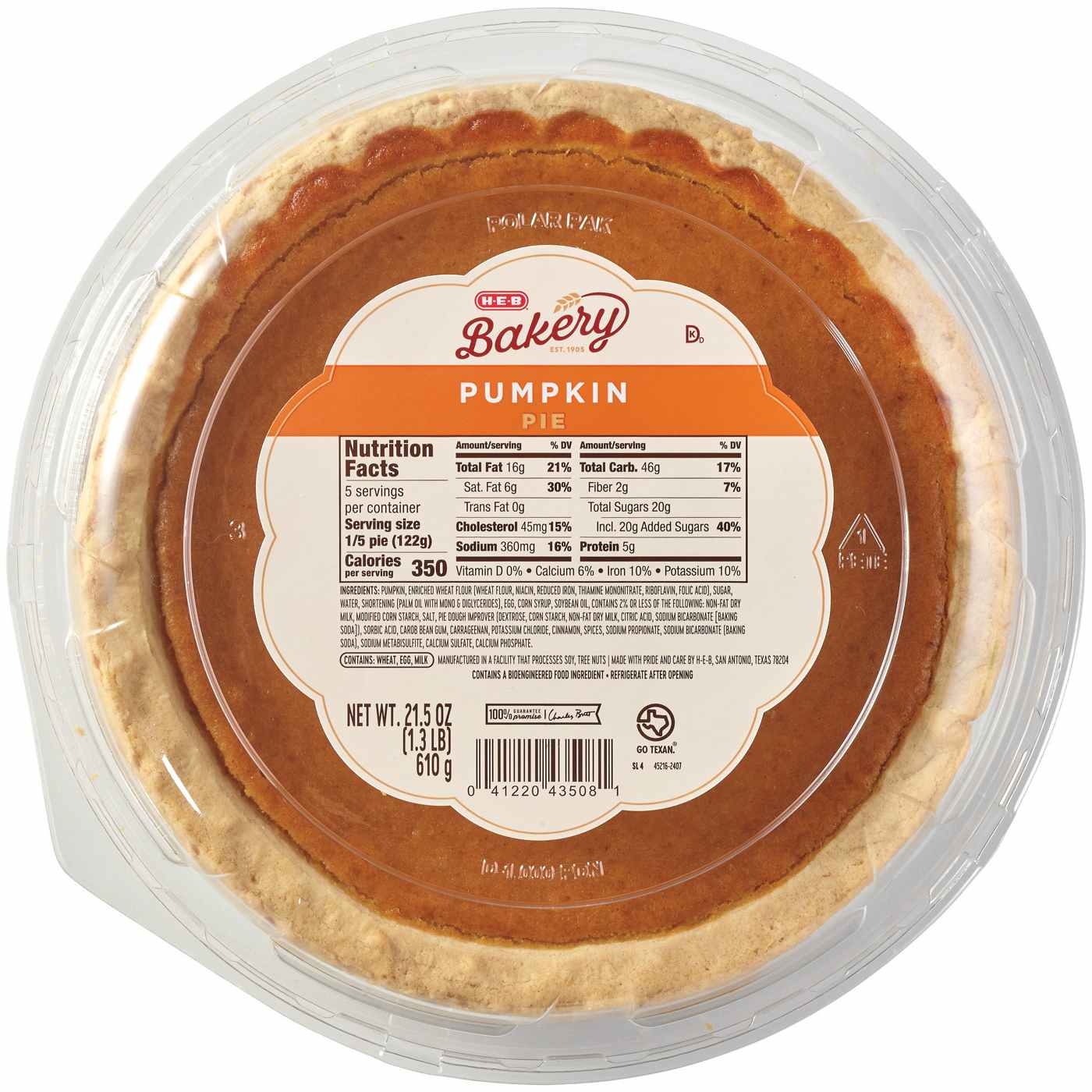 H-E-B Bakery Pumpkin Pie; image 1 of 2