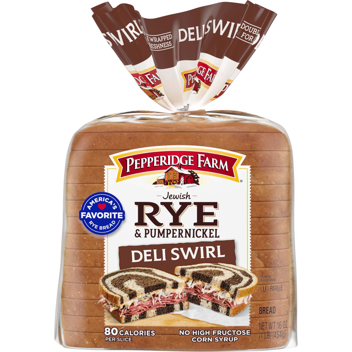 Pepperidge Farm Jewish Rye & Pumpernickel Deli Rye & Pump Swirl Bread; image 1 of 6