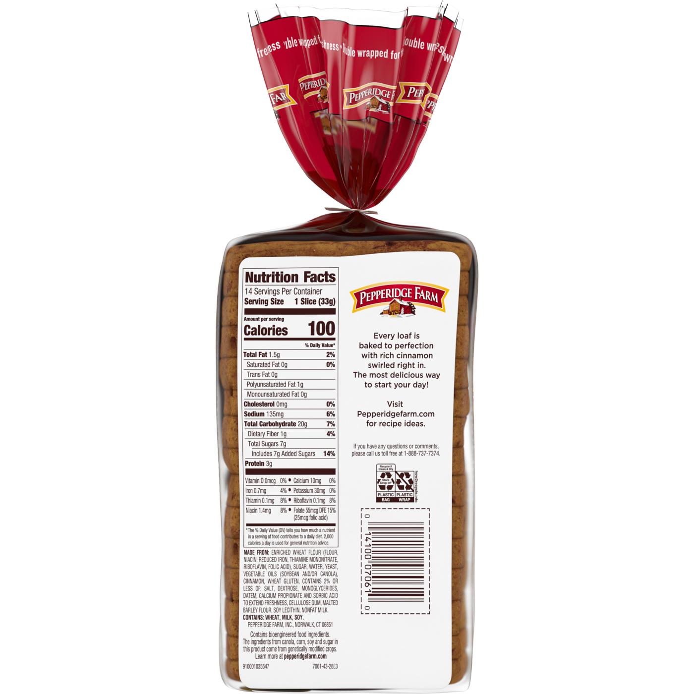Pepperidge Farm Cinnamon Swirl Breakfast Sliced Bread; image 7 of 9