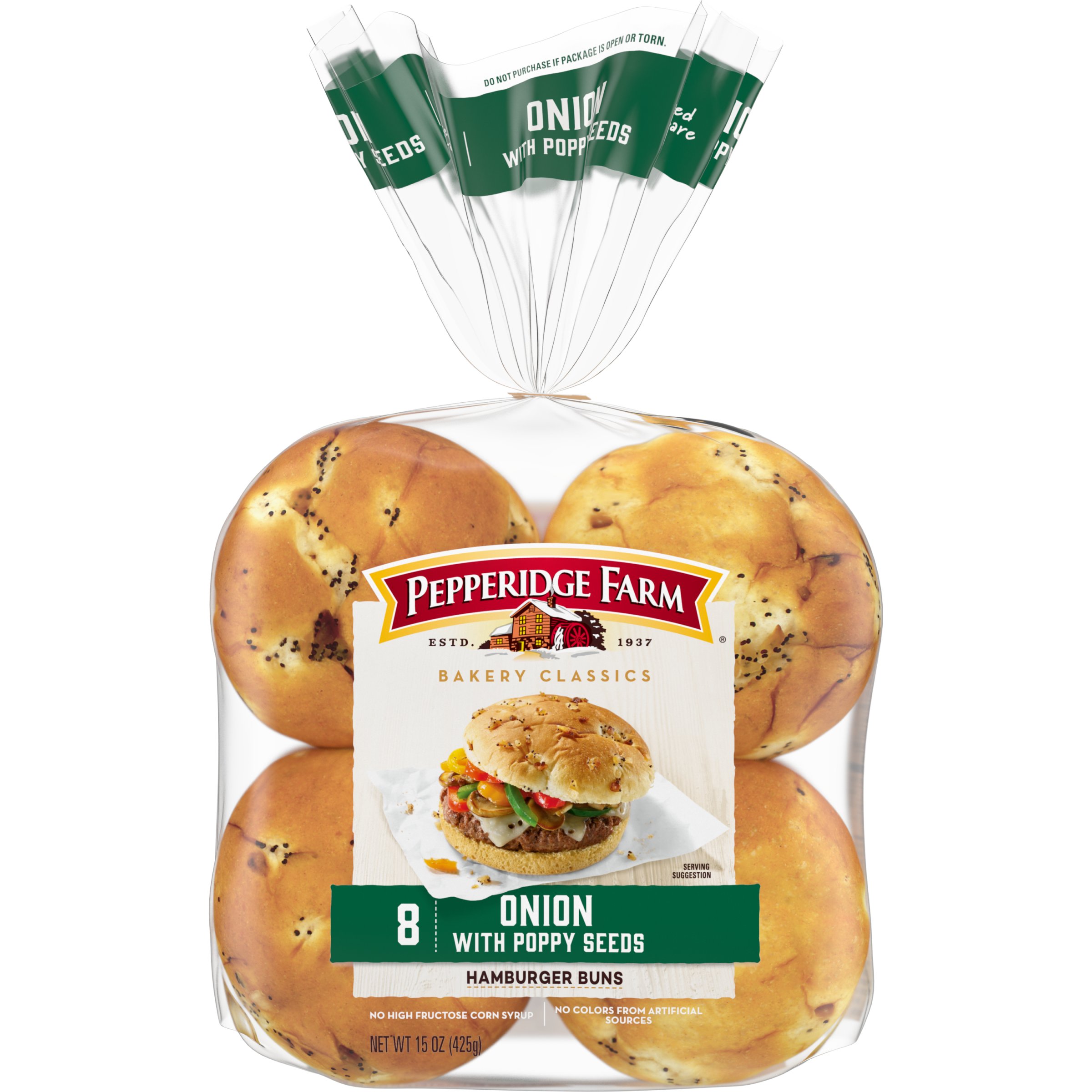 Pepperidge Farm Bakery Classics Onion Hamburger Buns with Poppy Seeds