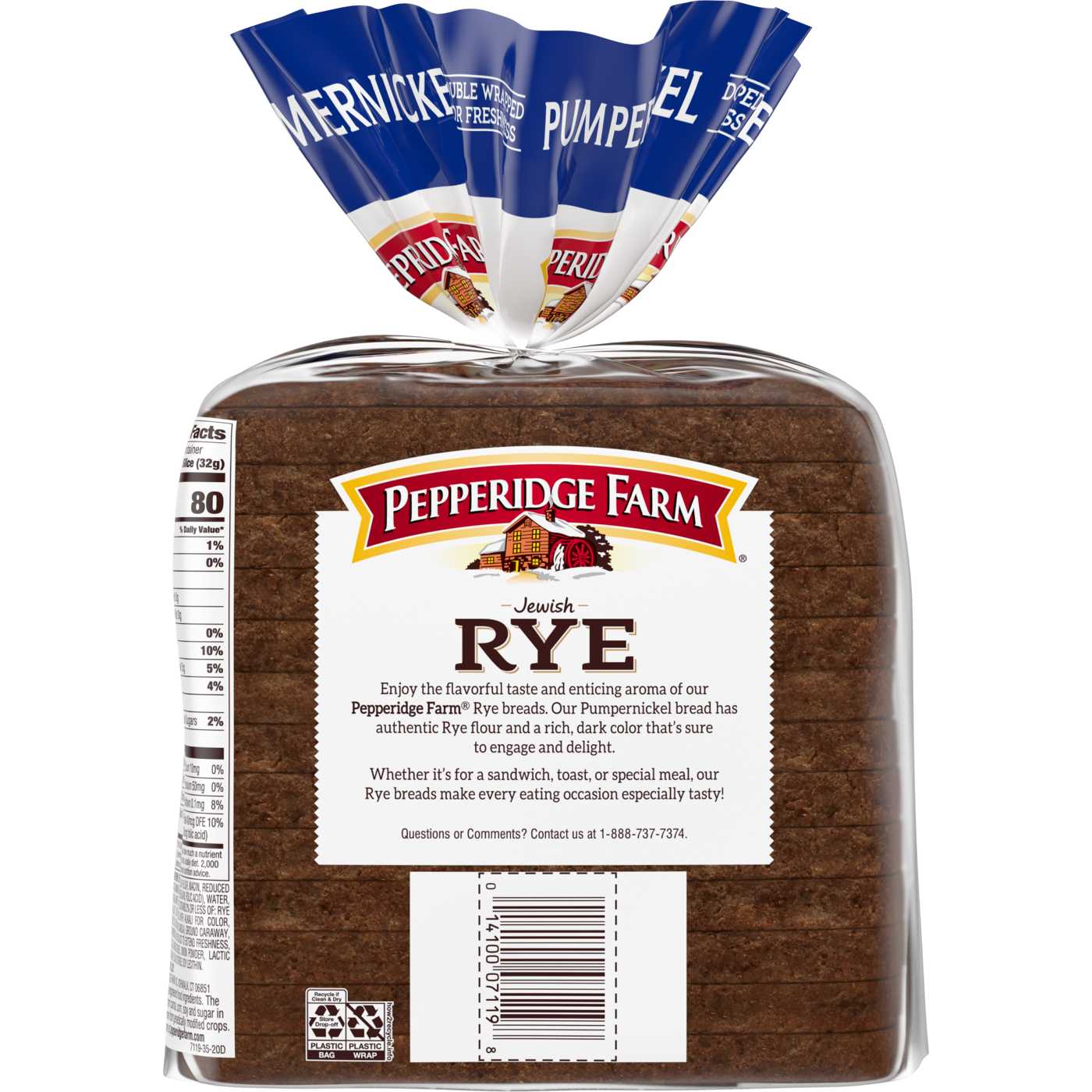 Pepperidge Farm Jewish Pumpernickel Dark Pump Bread; image 2 of 6