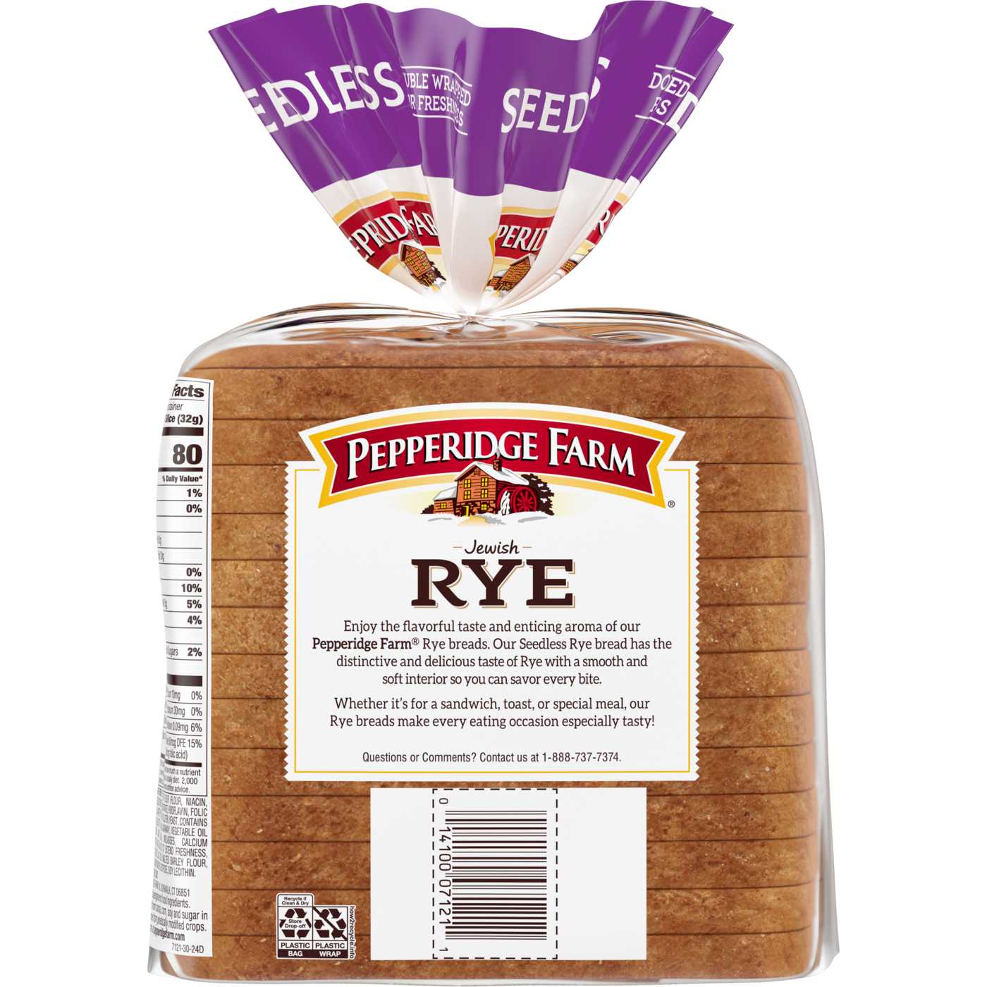 Pepperidge Farm Jewish Rye Seedless Rye Bread; image 6 of 6