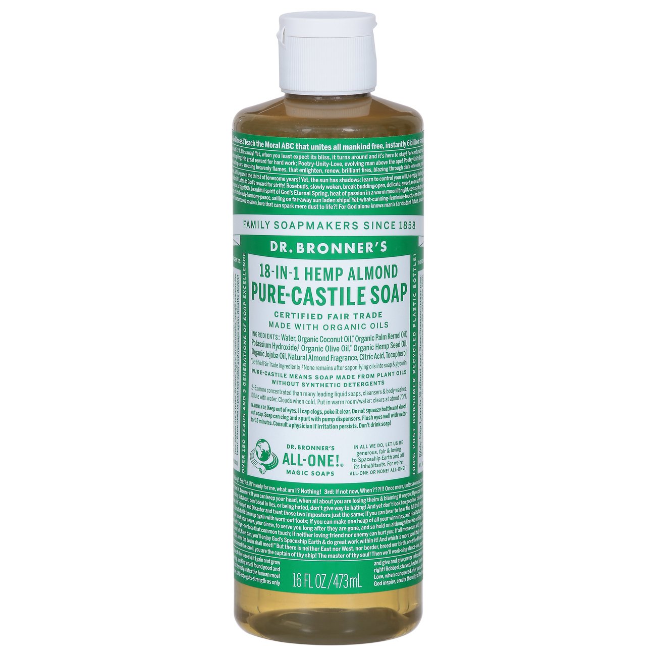 Dr. Bronner's 18in1 Hemp Almond PureCastile Soap Shop Cleansers