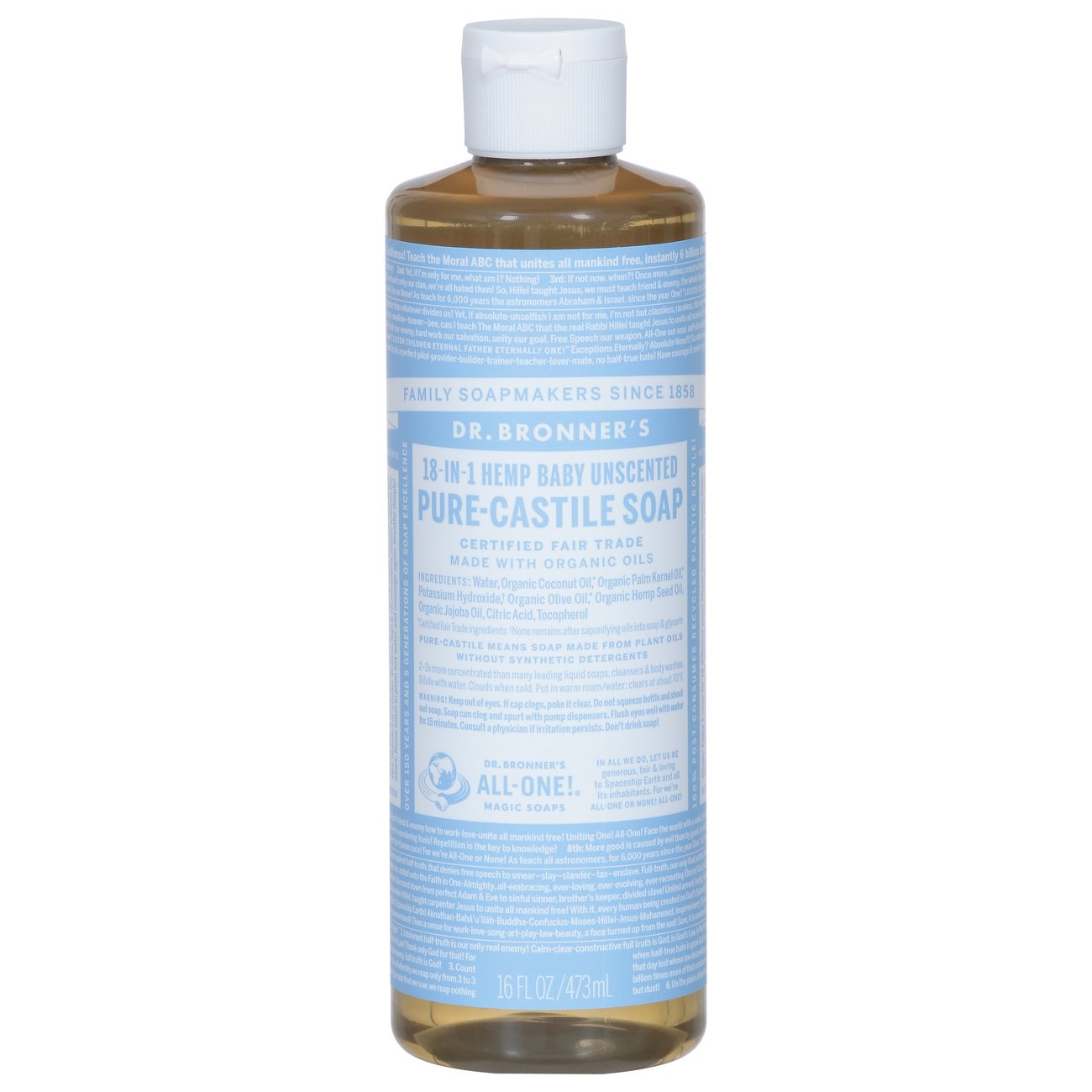 Dr. Bronner's 18-in-1 Hemp Baby Unscented Pure-Castile ...