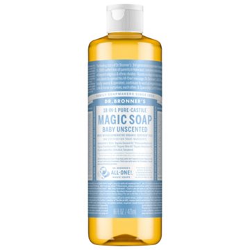 Dr. Bronner's 18-in-1 Hemp Baby Unscented Pure-Castile Soap, 16 oz