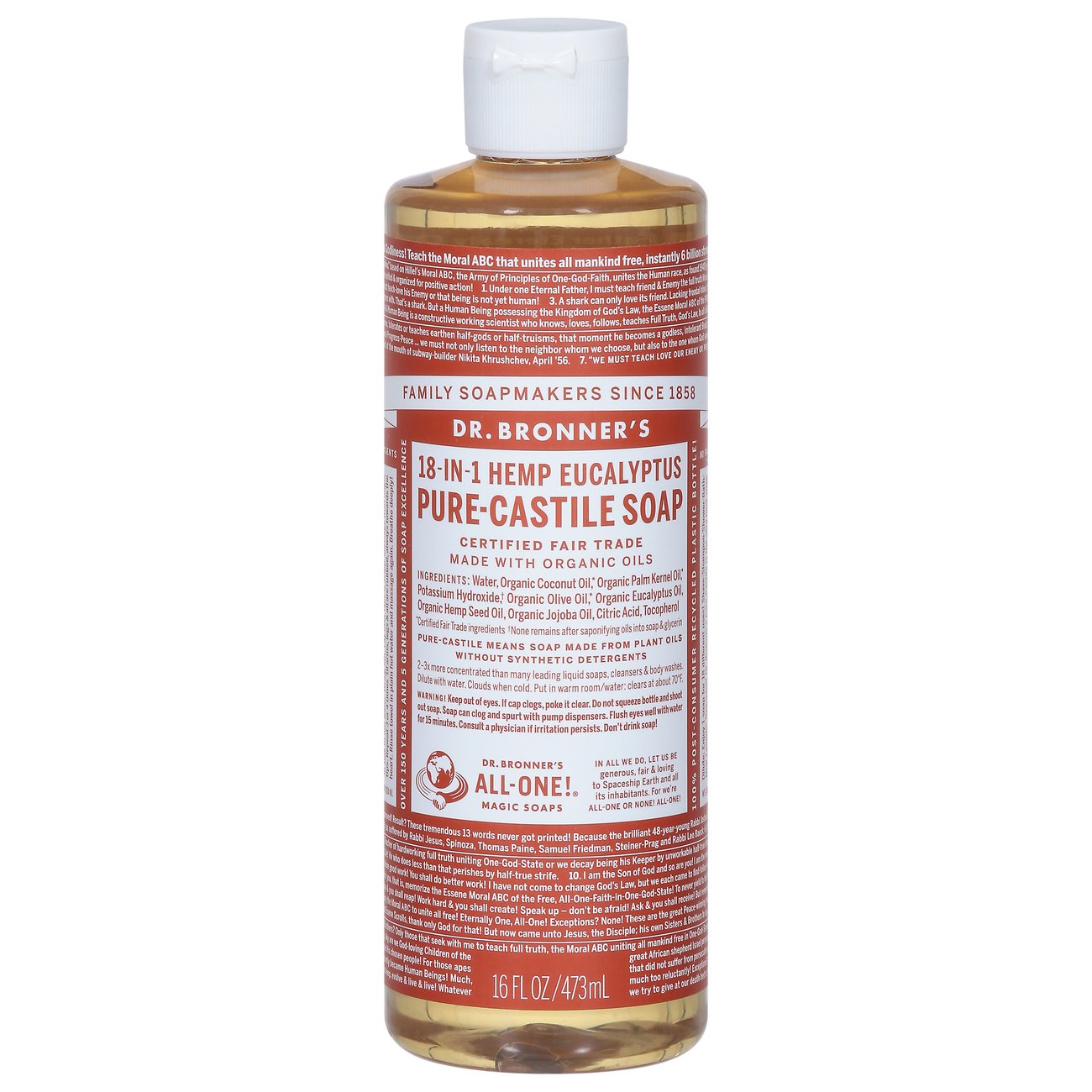 Dr. Bronner's 18in1 PureCastile Soap Hemp Eucalyptus Shop Body
