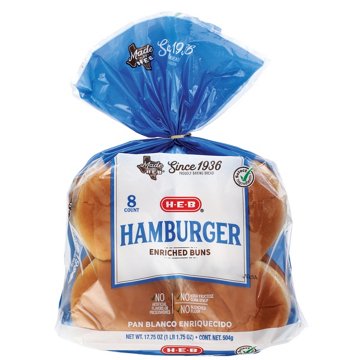 H-E-B Enriched Hamburger Buns, 8 ct
