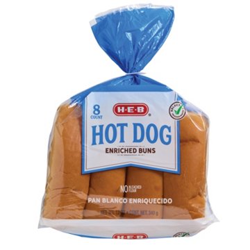 H-E-B Enriched Hot Dog Buns, 8 ct