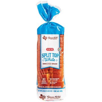 H-E-B Split Top White Enriched Sliced Bread, 20 oz