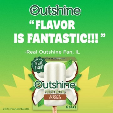 Outshine Creamy Coconut Frozen Fruit Bars, 6 ct
