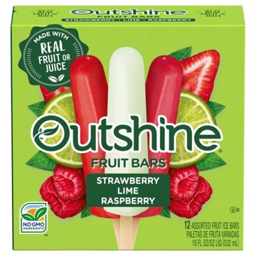 Outshine Frozen Fruit Bars - Strawberry, Lime & Raspberry, 12 ct