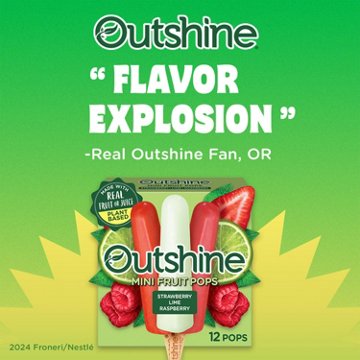 Outshine Strawberry, Lime & Raspberry Frozen Fruit Pops Variety Pack, 12 ct