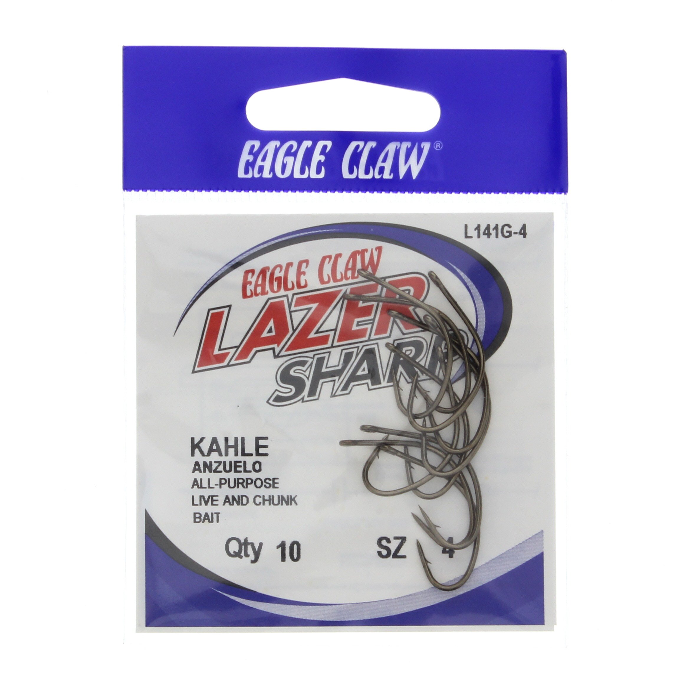 Eagle Claw Lazer Sharp Zip-Lip Kahle Fishing Hooks, Size 4 - Shop