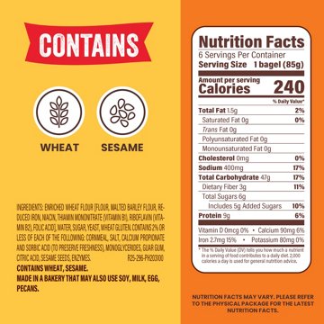 Thomas' Plain Bagels, 6 ct