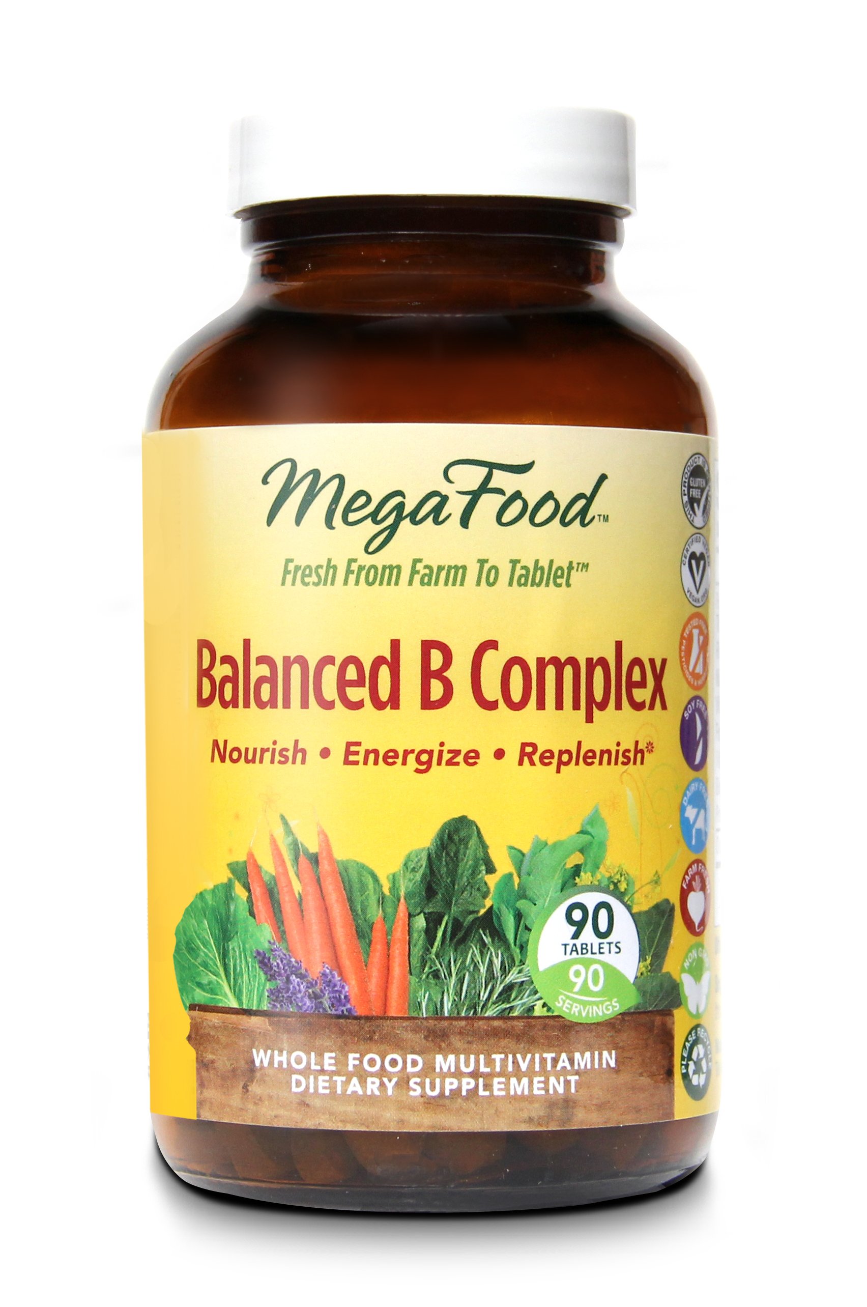 MegaFood Balanced B-Complex Whole Food Multivitamin Supplement Tablets ...