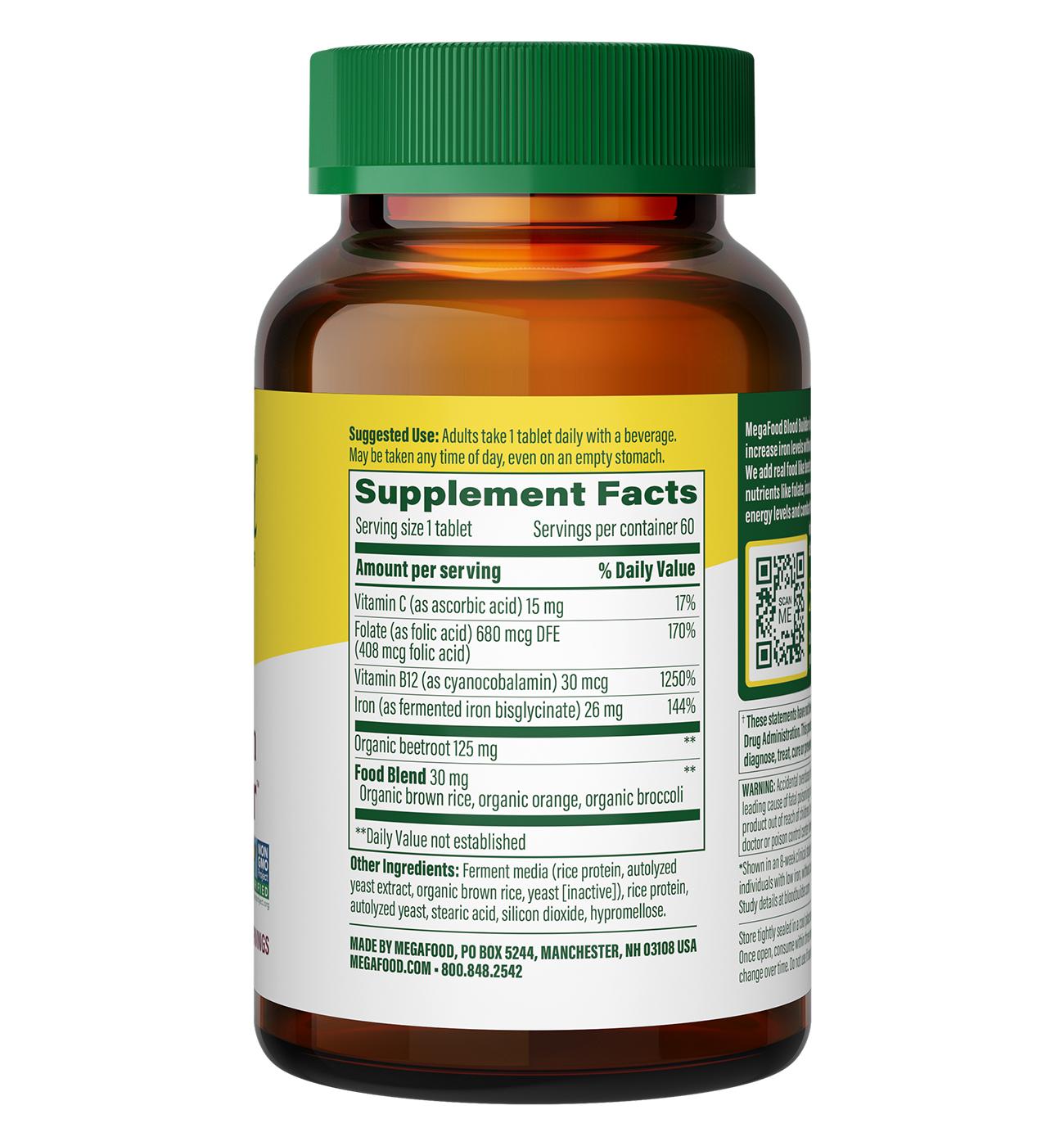 MegaFood Blood Builder Whole Food Multivitamin & Mineral Supplement Tablets; image 3 of 3