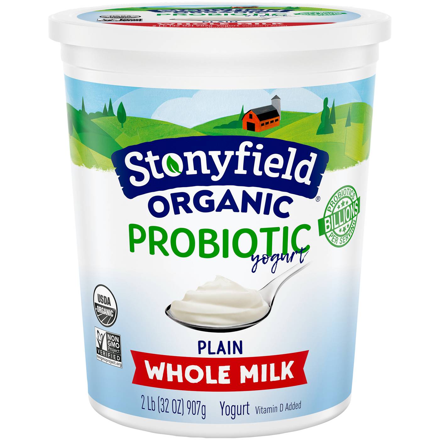 Stonyfield Organic Whole Milk Probiotic Yogurt - Plain; image 1 of 8