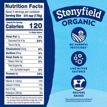 Stonyfield Organic Whole Milk Probiotic Yogurt - Plain, 2 lb