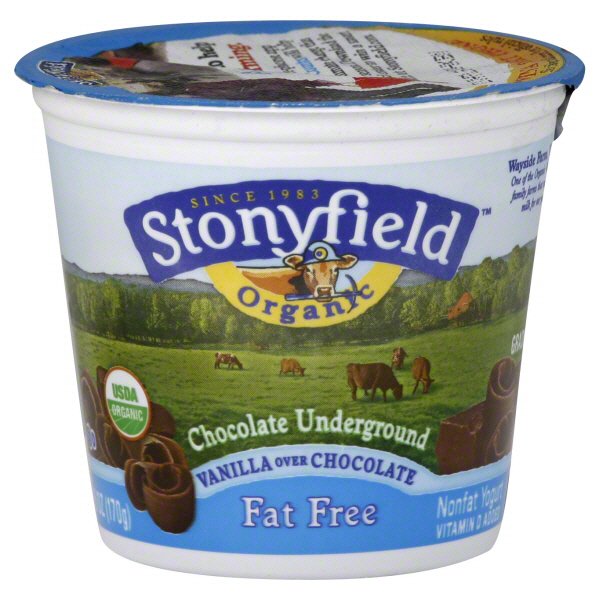 Stonyfield Fruit On Bottom, Chocolate Underground Yogurt Shop Yogurt