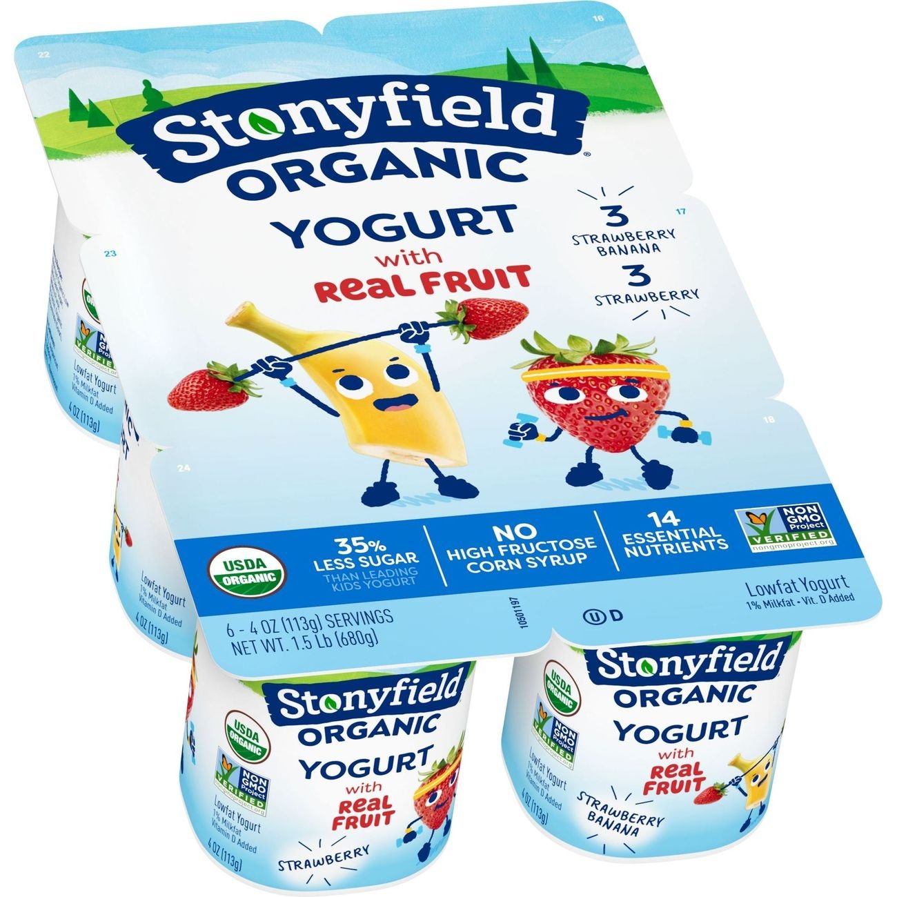 Stonyfield Organic Low-Fat Yogurt - Strawberry & Strawberry-Banana ...